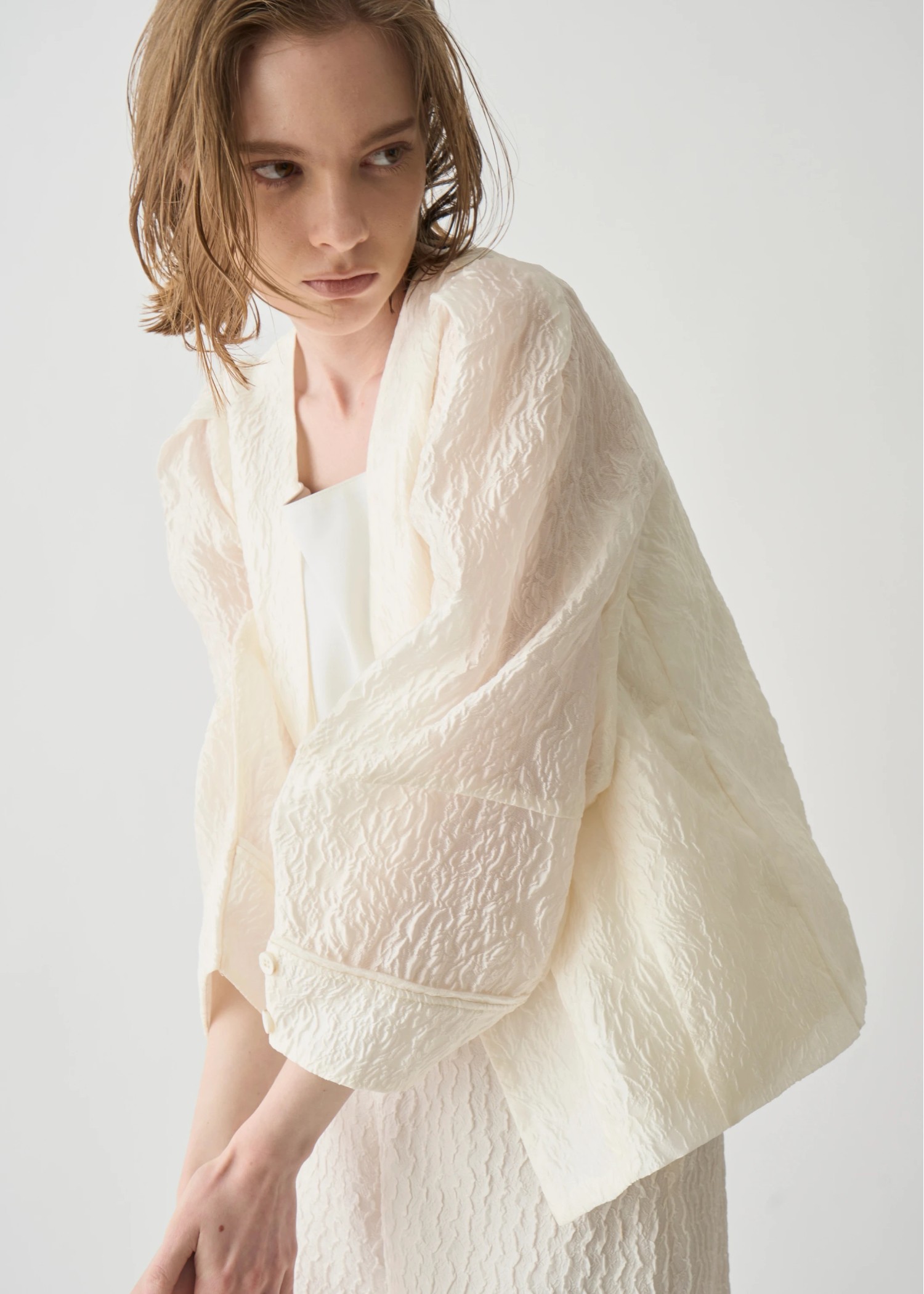 floating sheer jacquard no collar JK