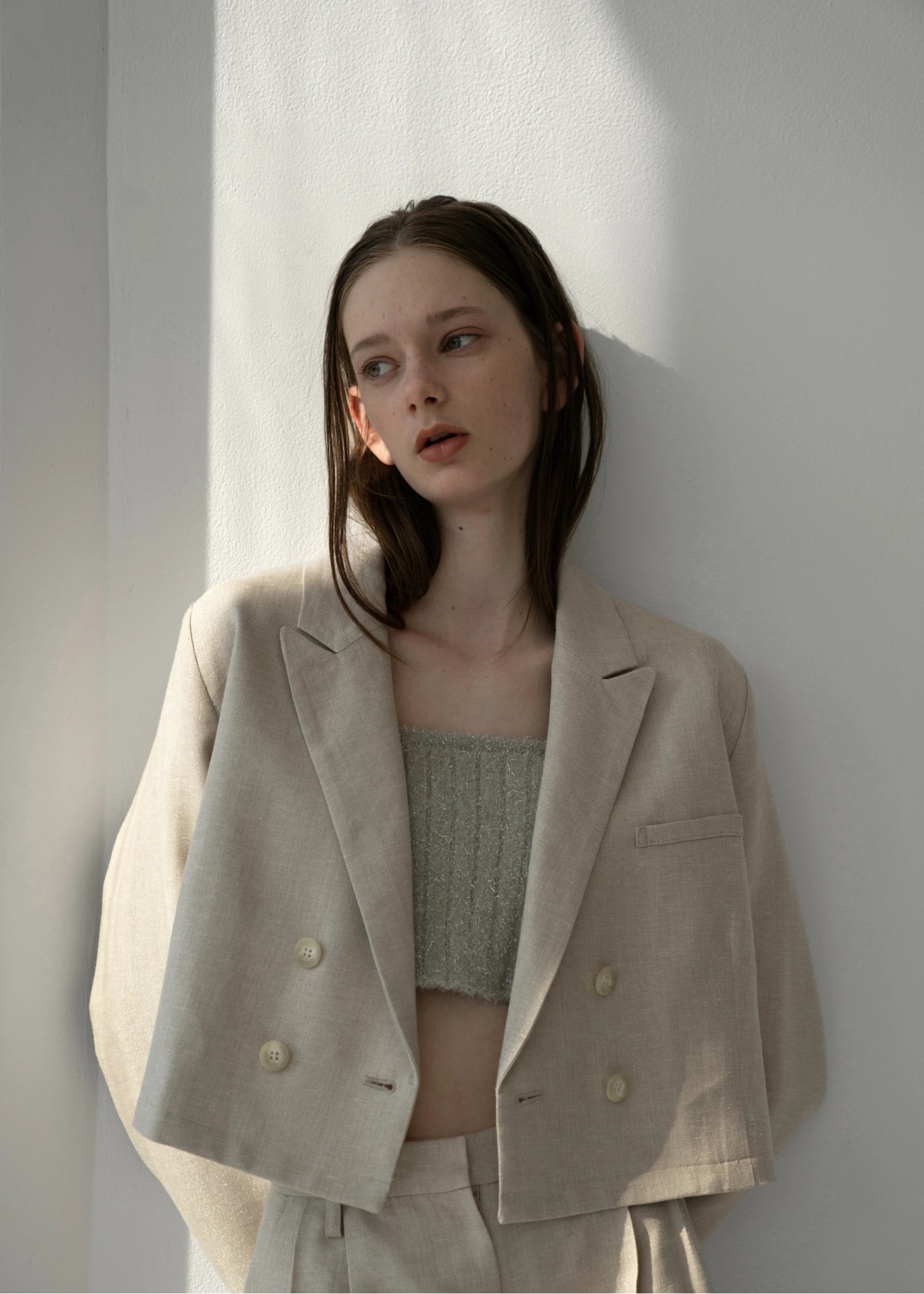 short lame linen twill peaked lapel JK