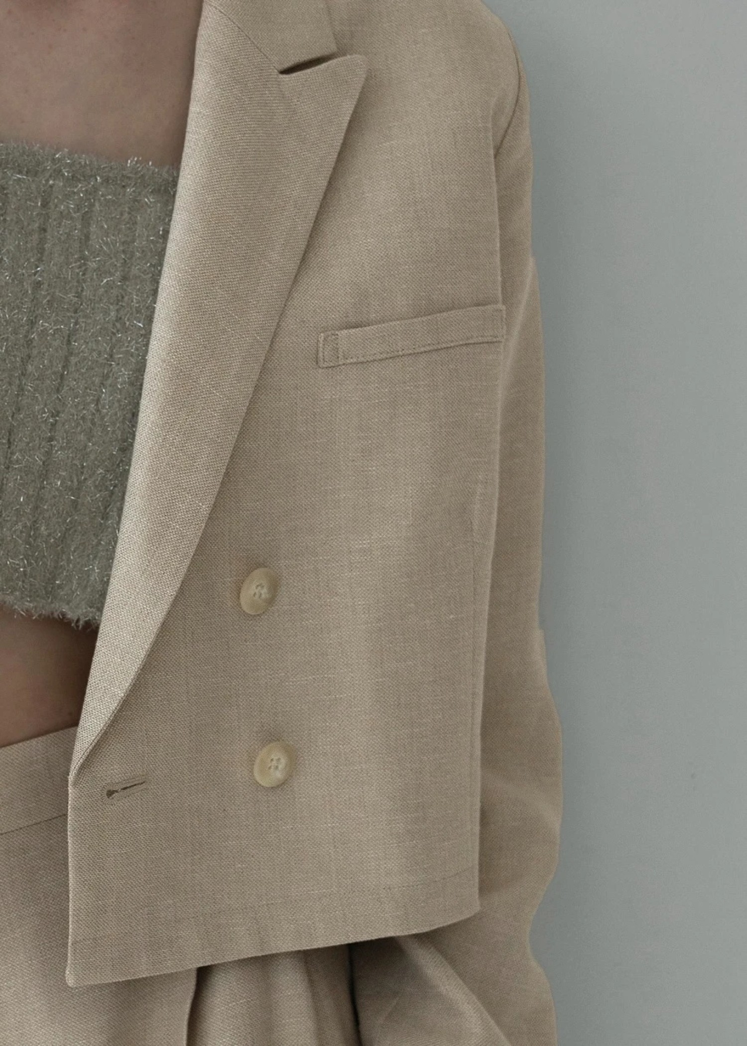 short lame linen twill peaked lapel JK