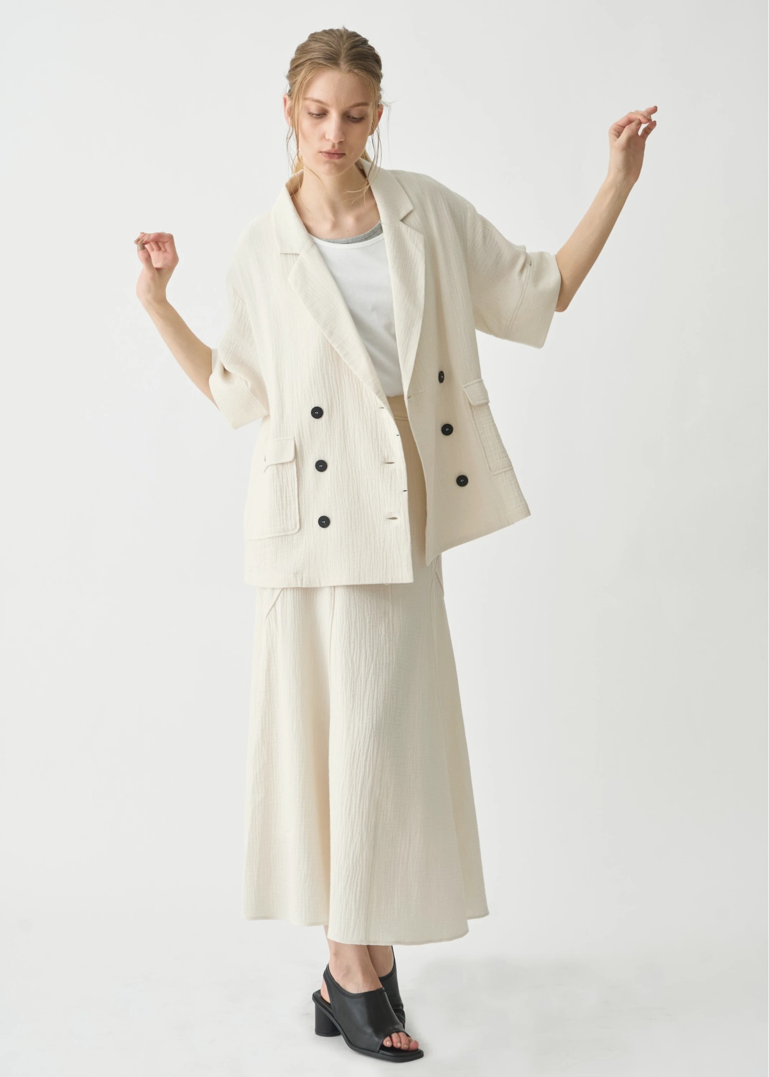 double gauze slit sleeve tailored JK