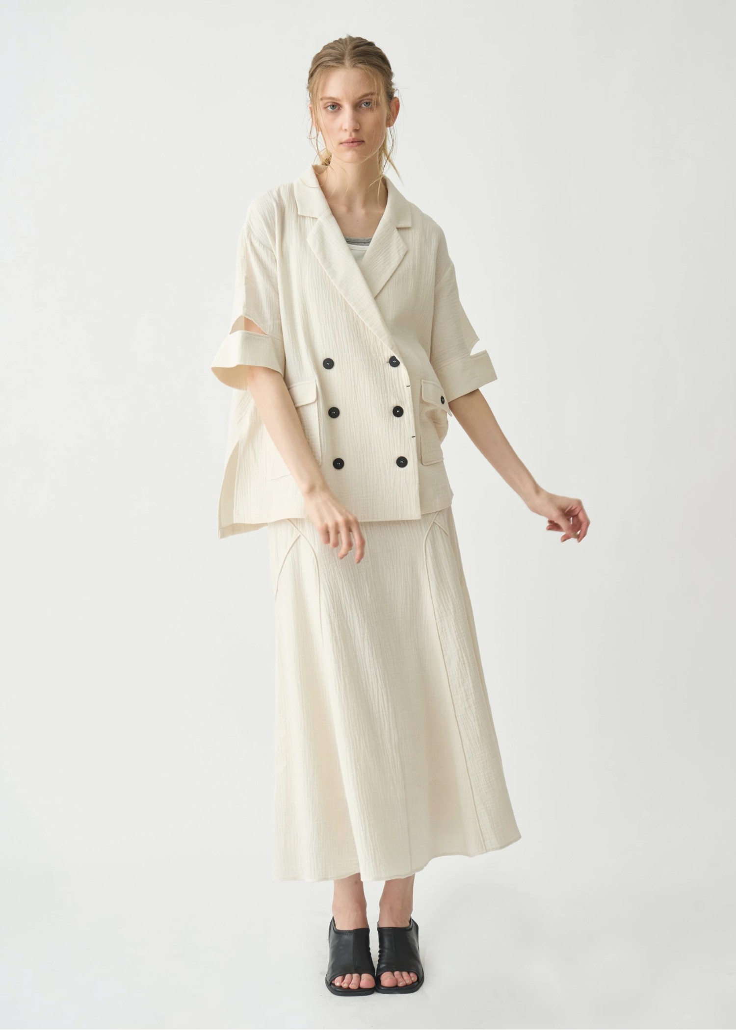 double gauze slit sleeve tailored JK