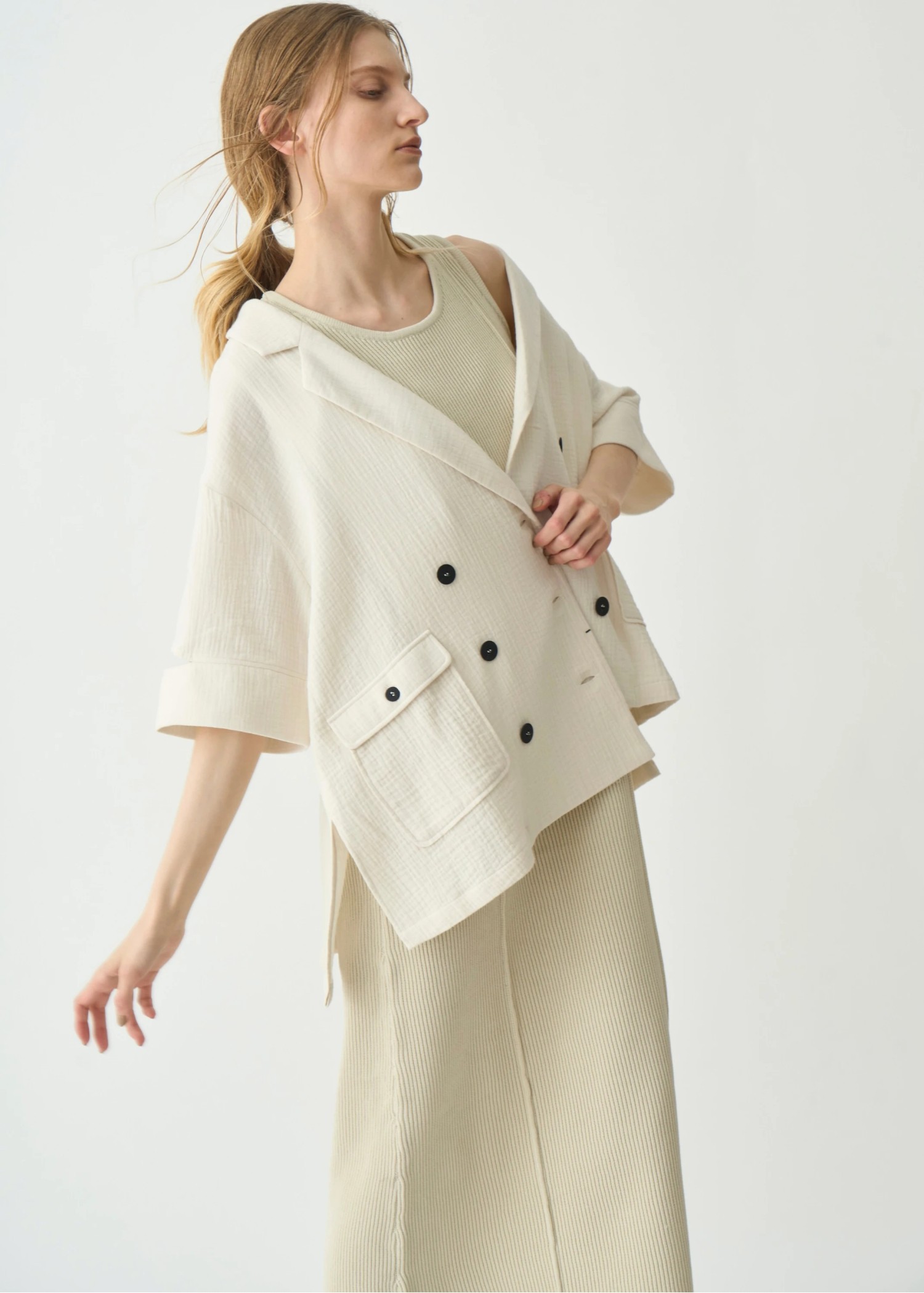 double gauze slit sleeve tailored JK