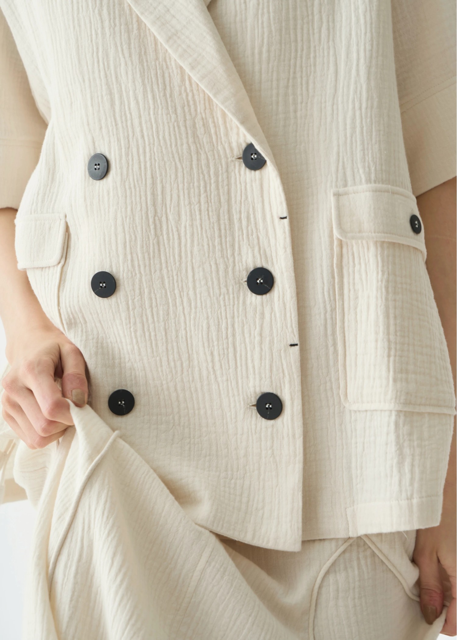 double gauze slit sleeve tailored JK