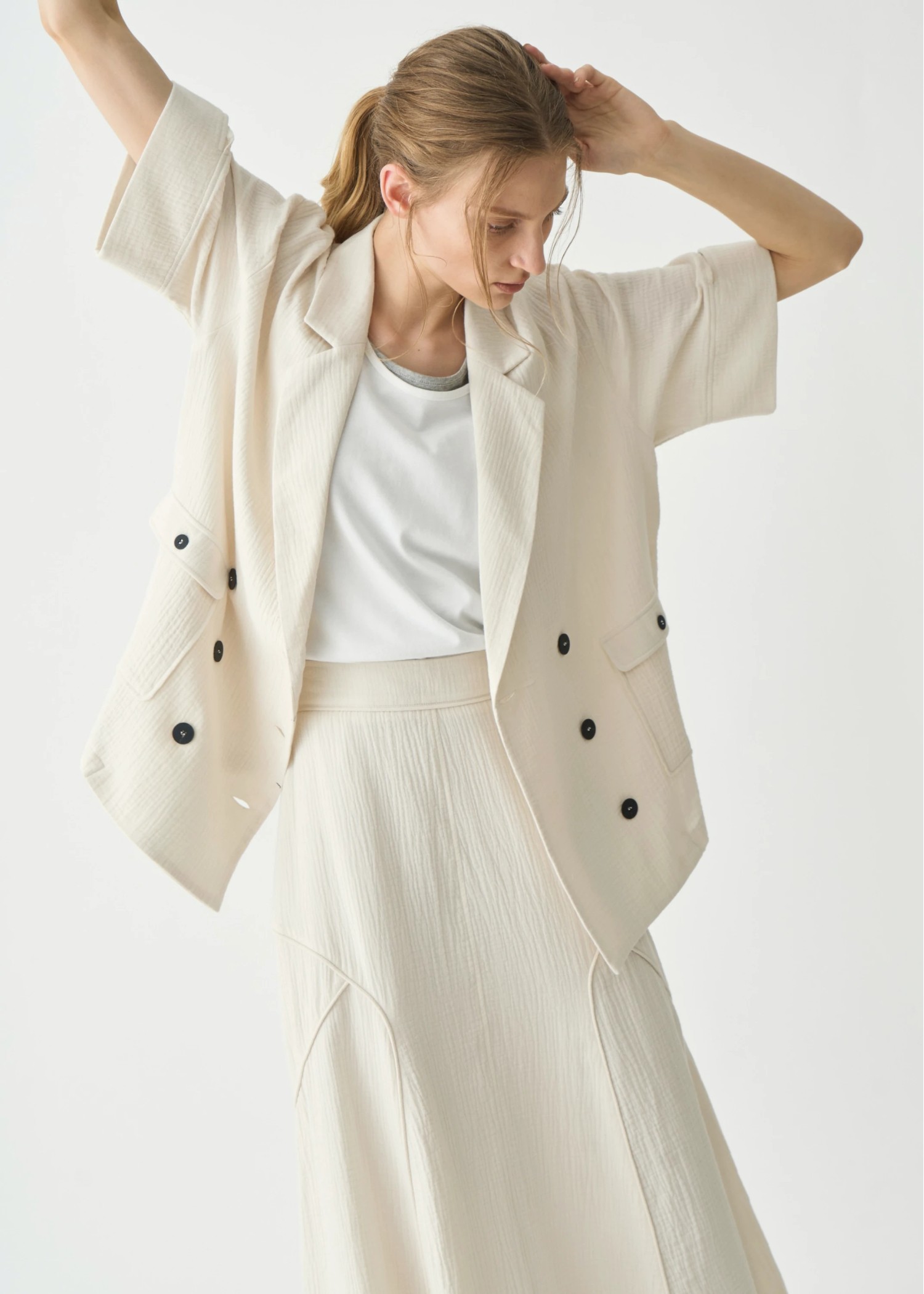 double gauze slit sleeve tailored JK