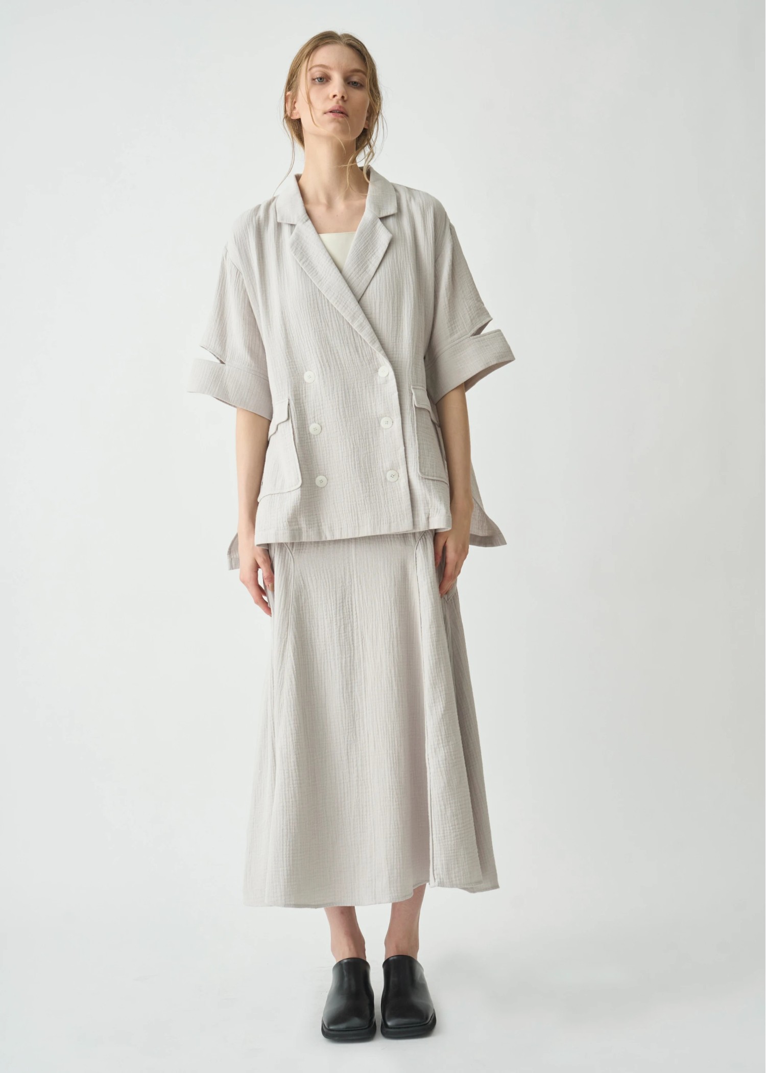 double gauze slit sleeve tailored JK