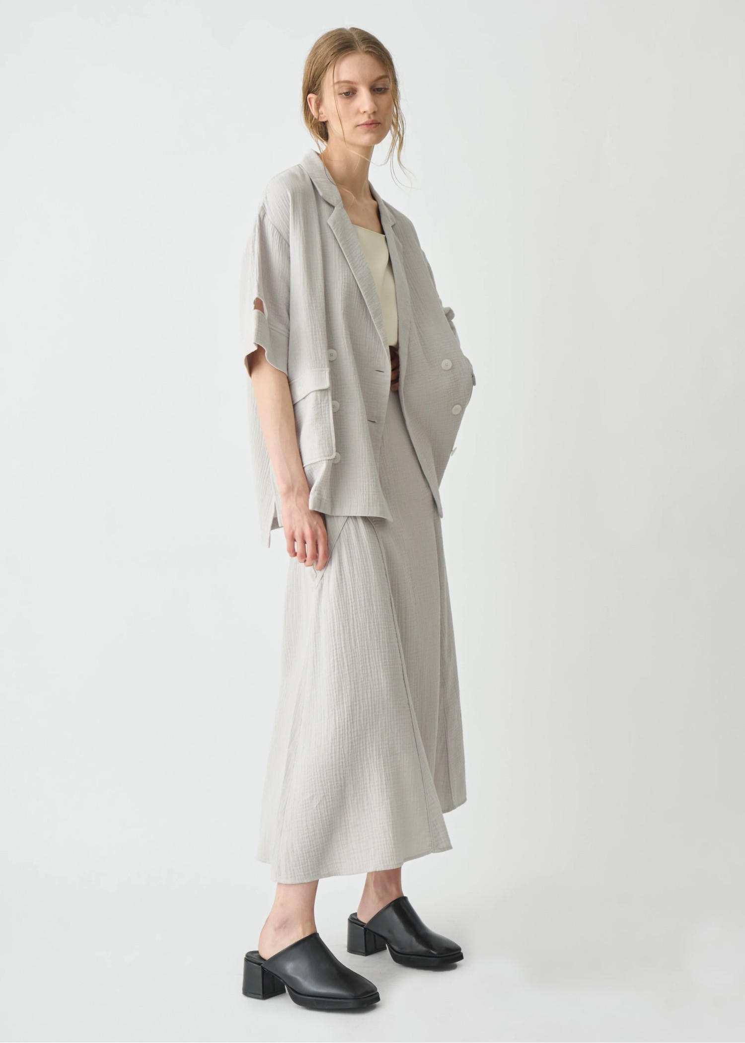 double gauze slit sleeve tailored JK