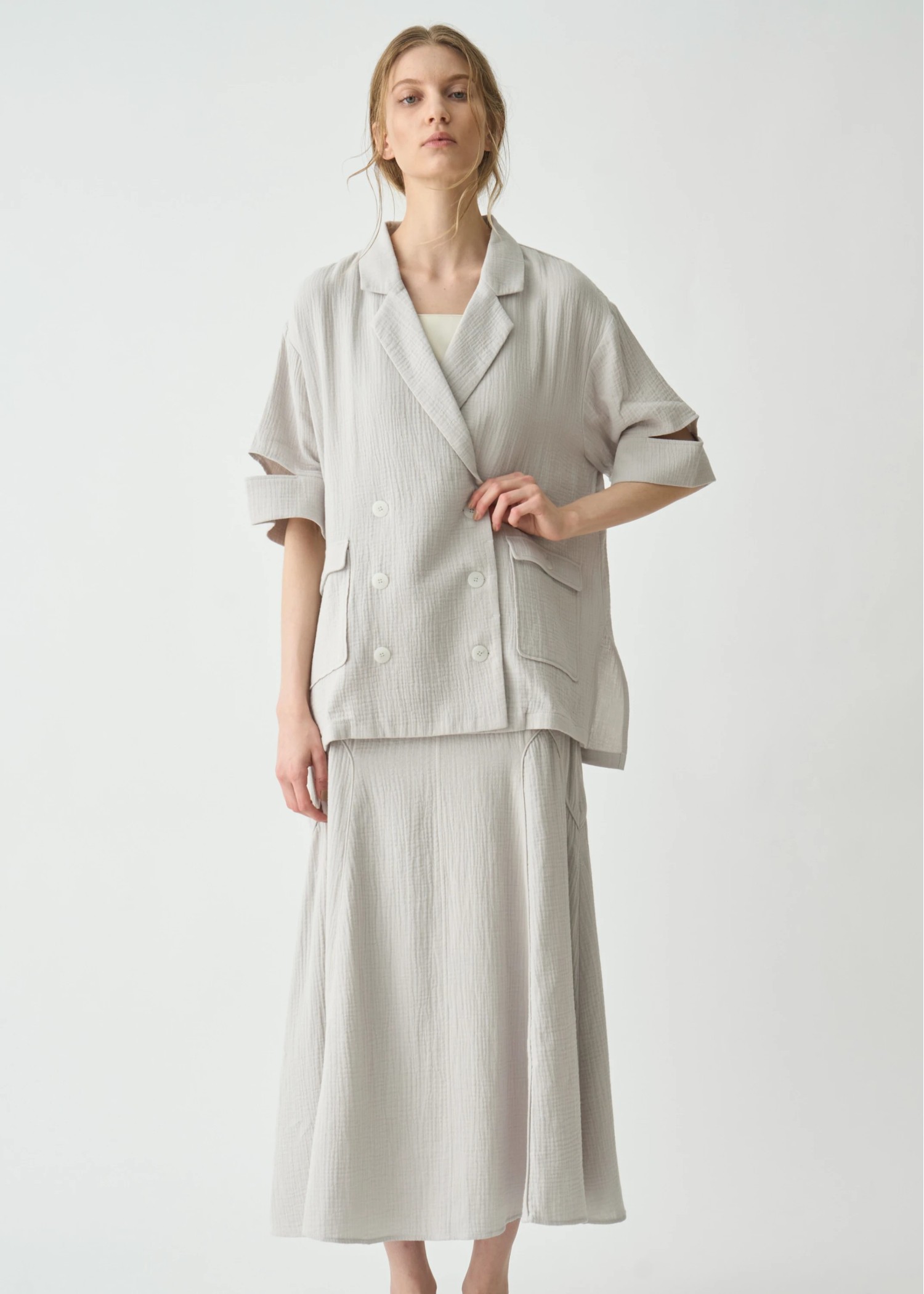 double gauze slit sleeve tailored JK