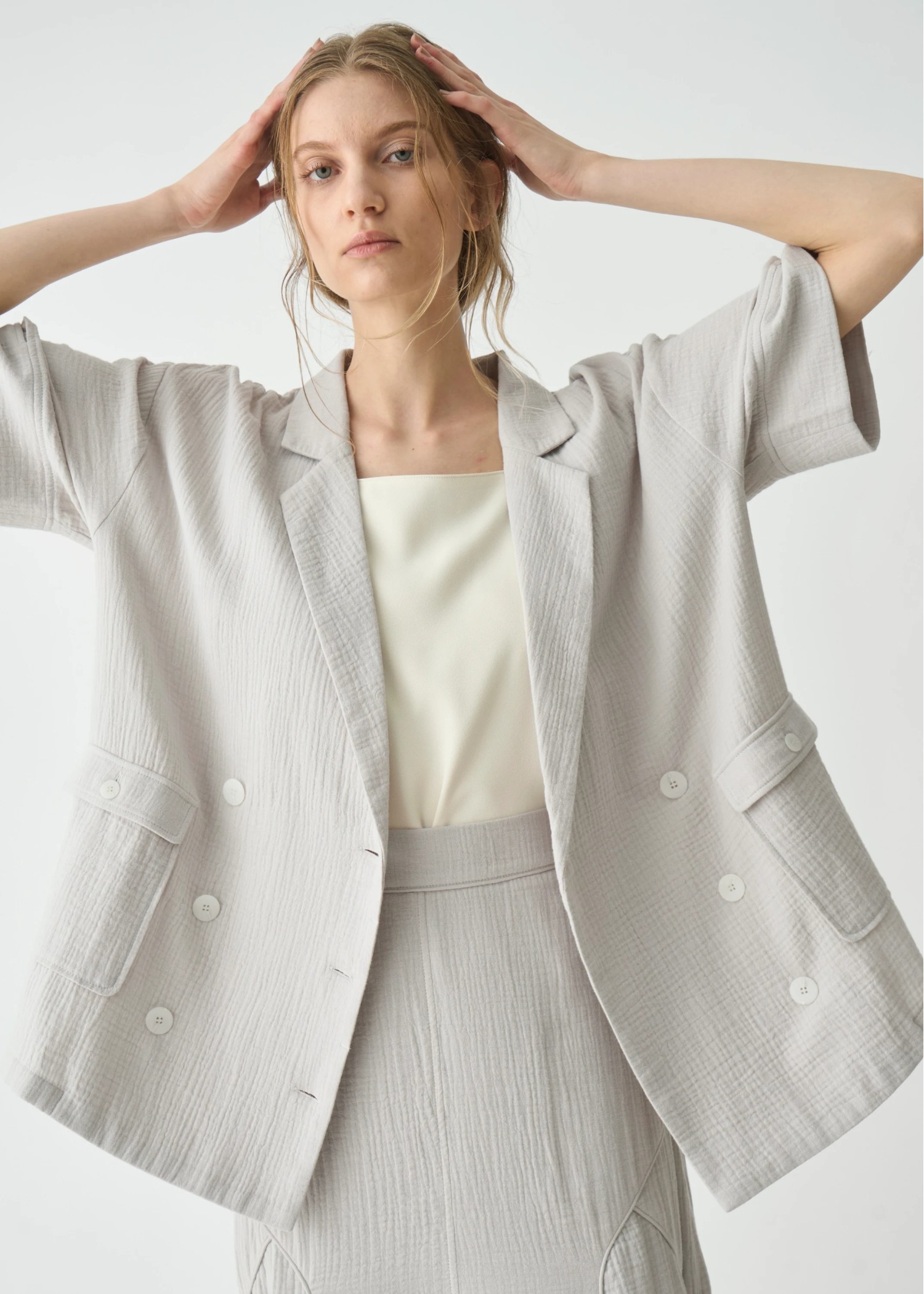 double gauze slit sleeve tailored JK