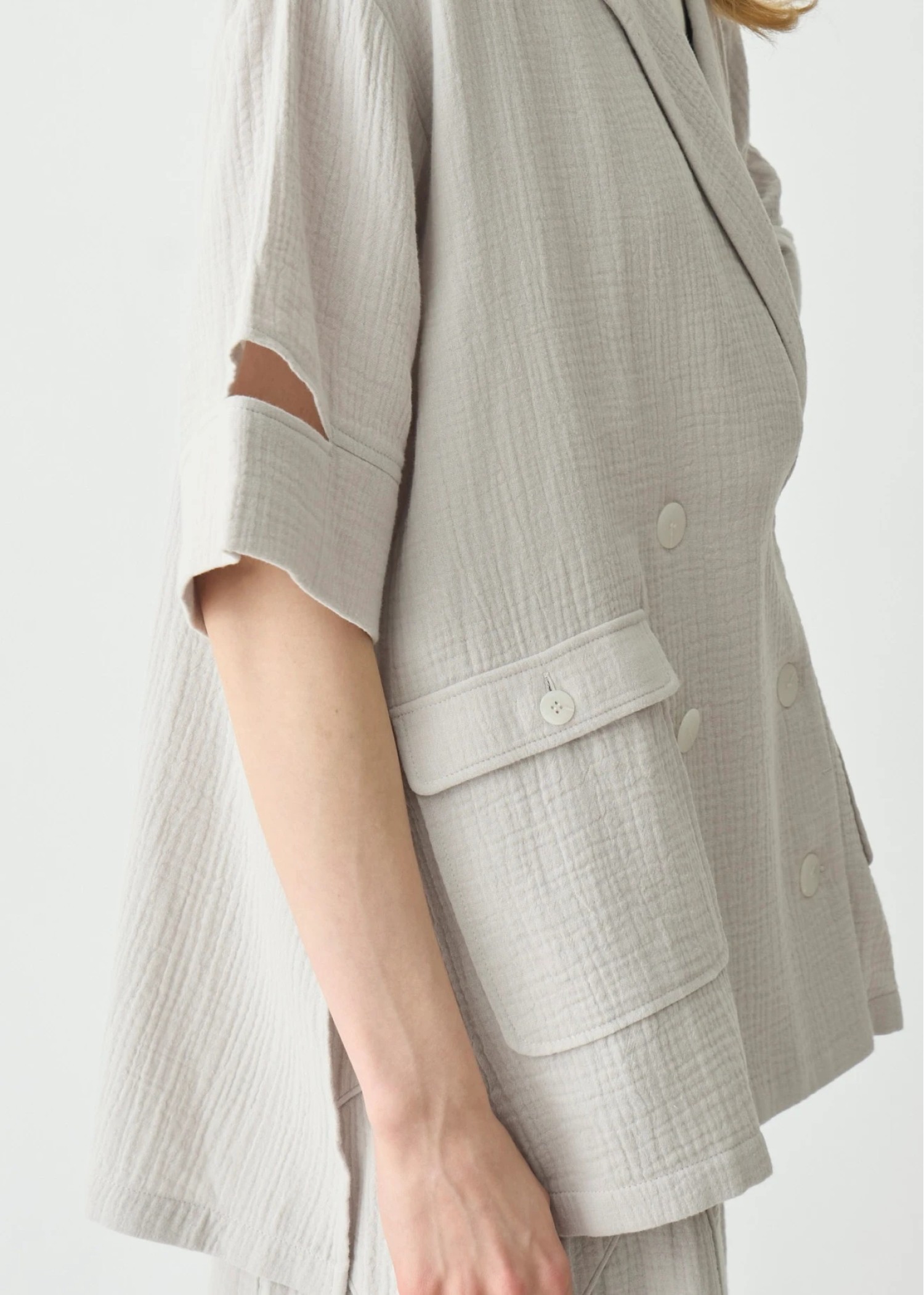 double gauze slit sleeve tailored JK