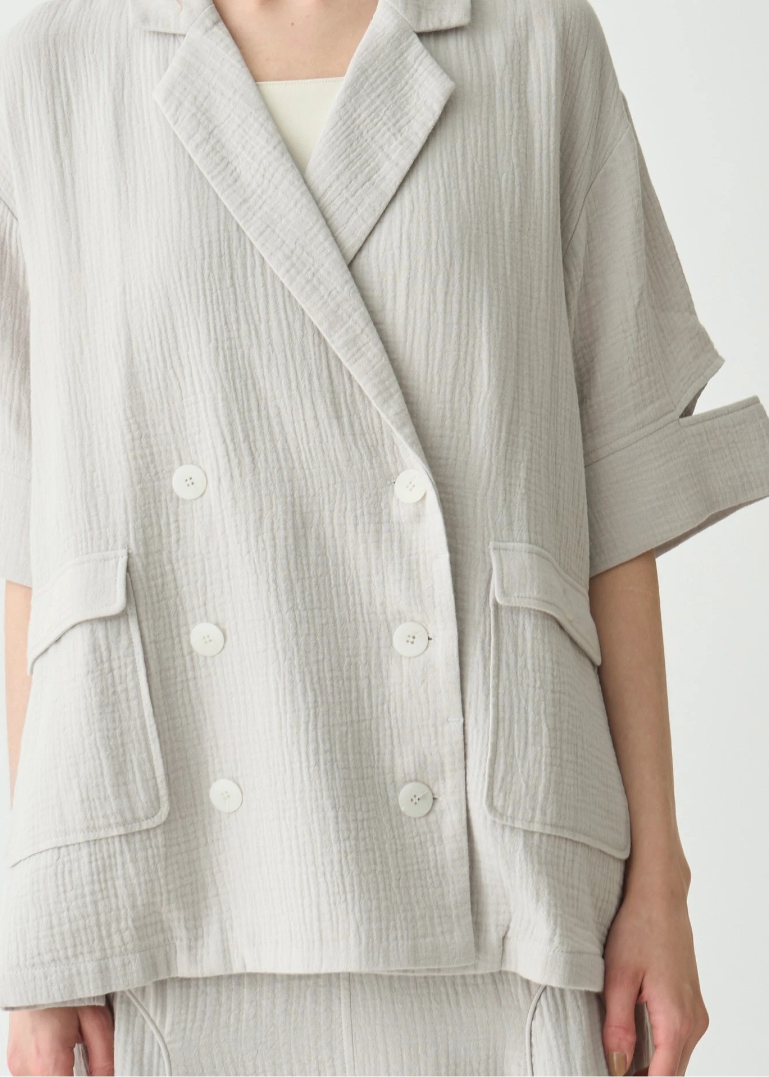 double gauze slit sleeve tailored JK