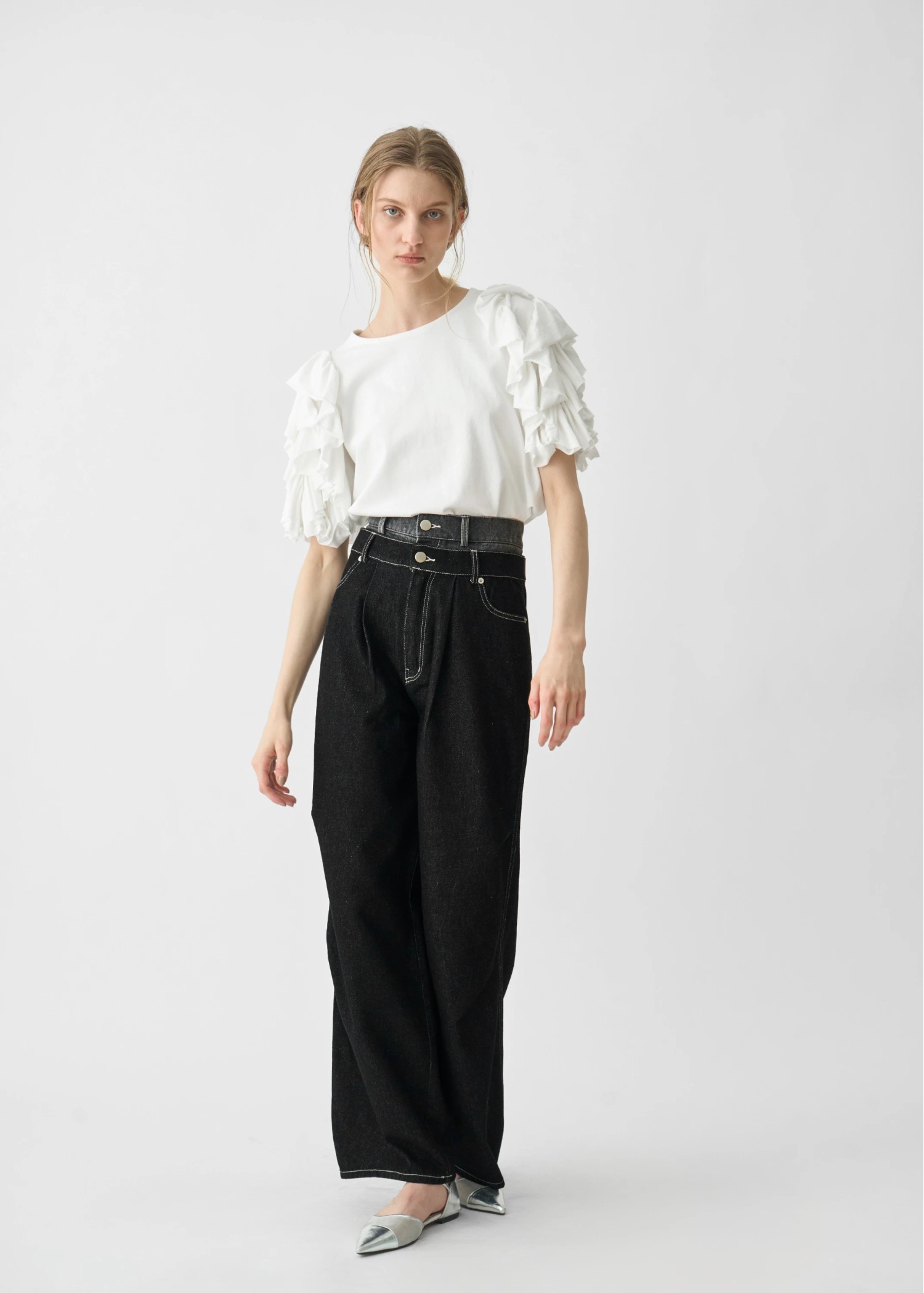 double belt side tuck denim PT