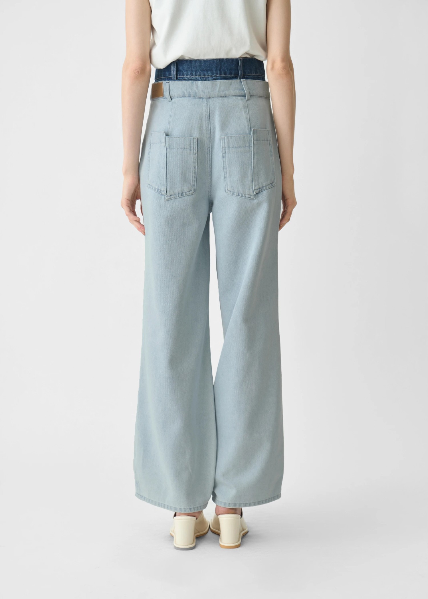 double belt side tuck denim PT