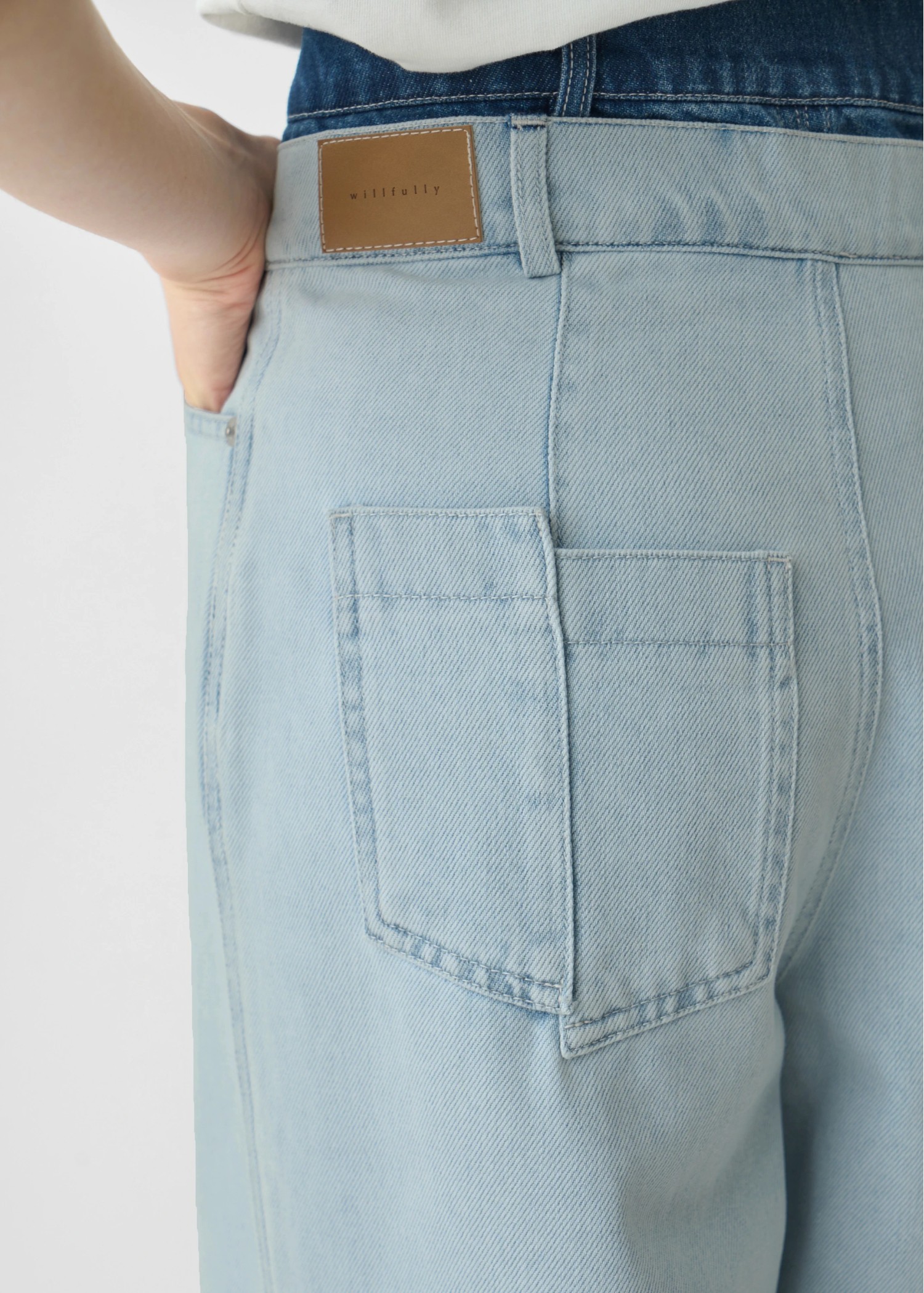 double belt side tuck denim PT