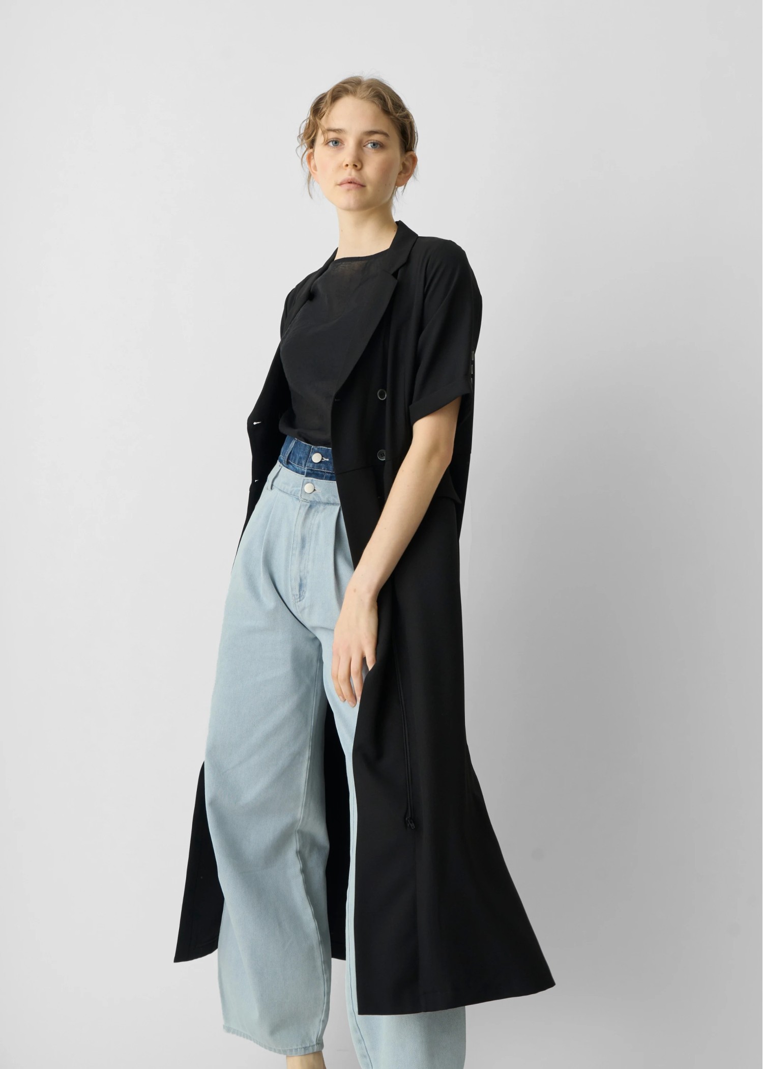 double belt side tuck denim PT