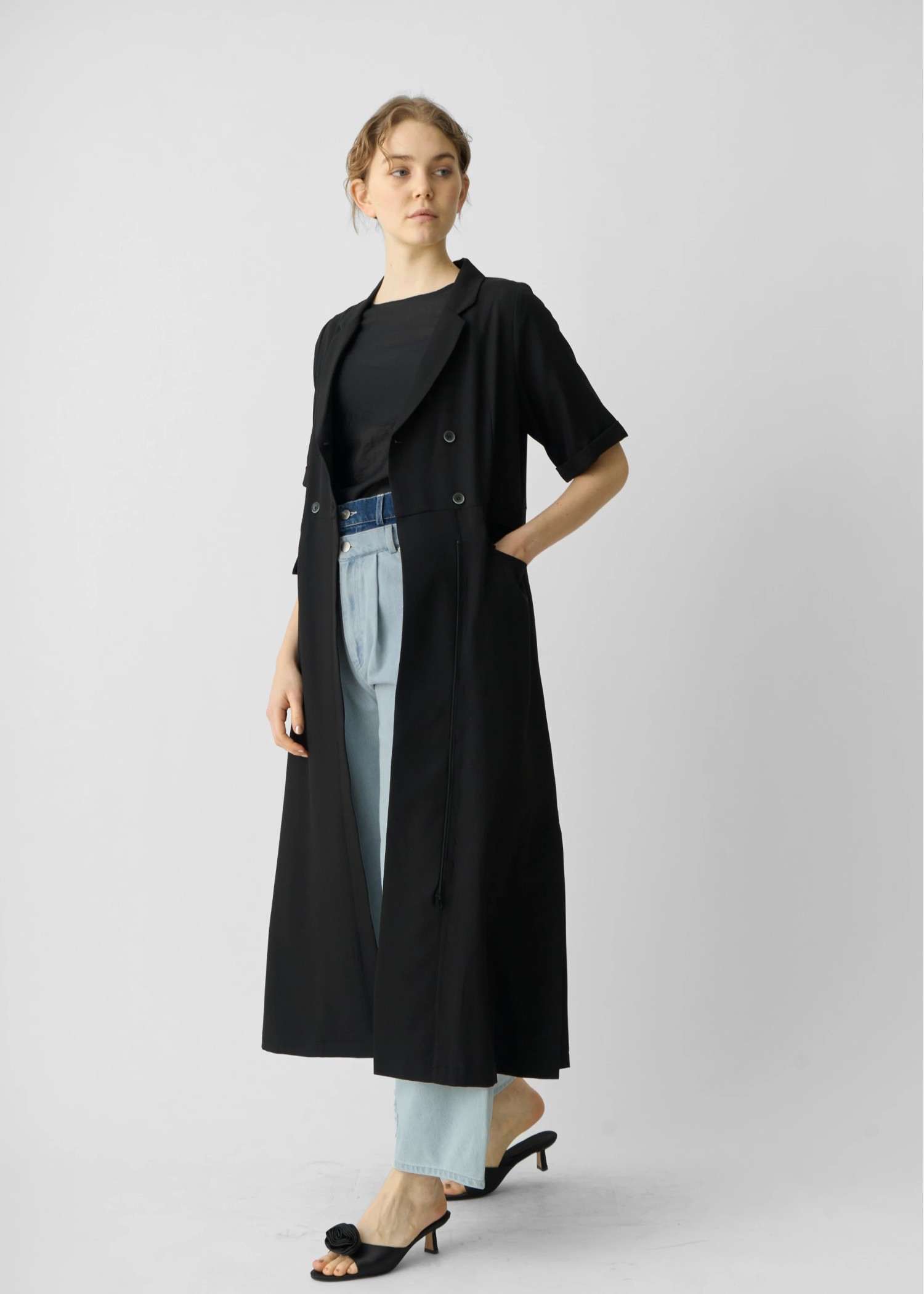 double belt side tuck denim PT