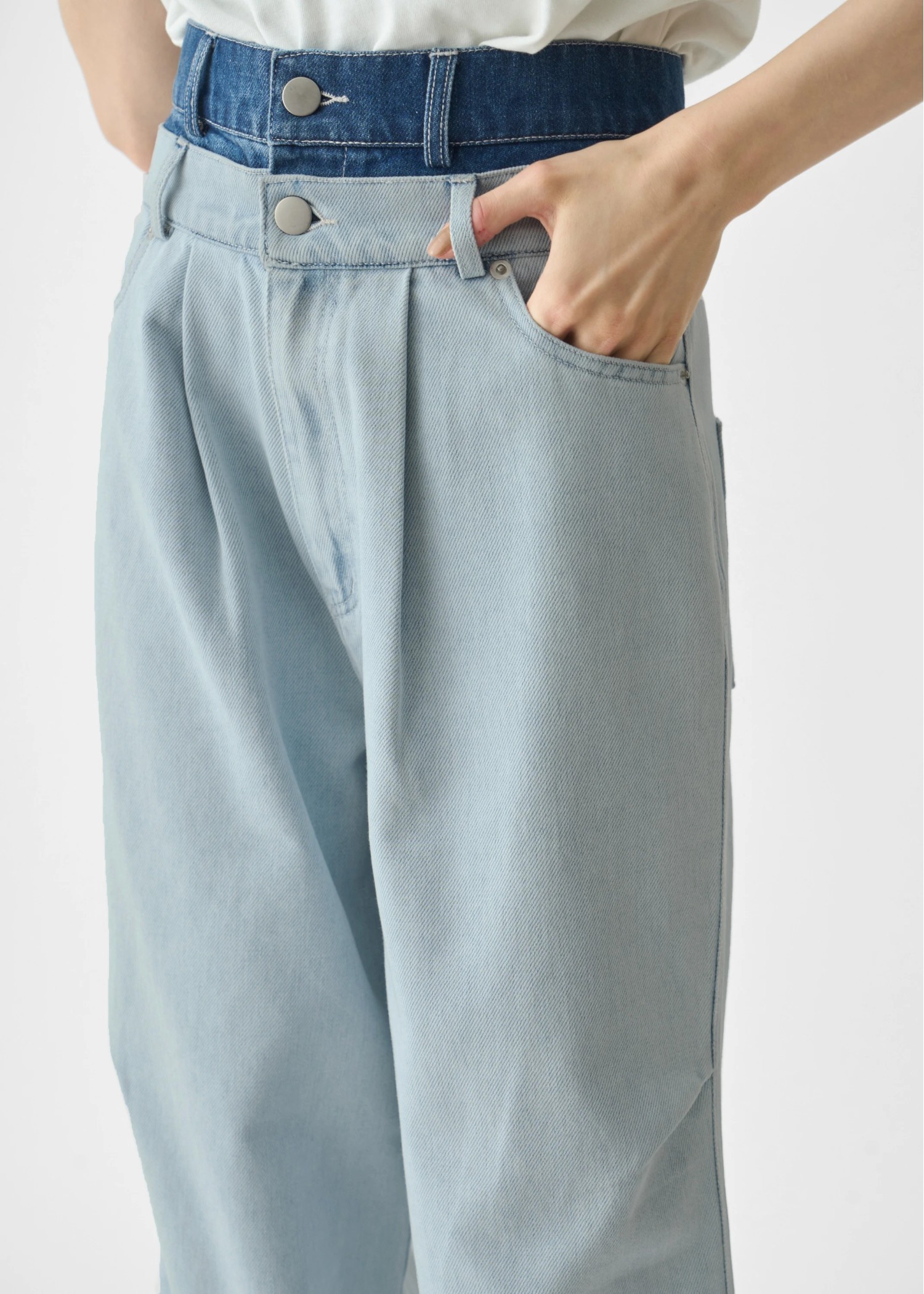 double belt side tuck denim PT