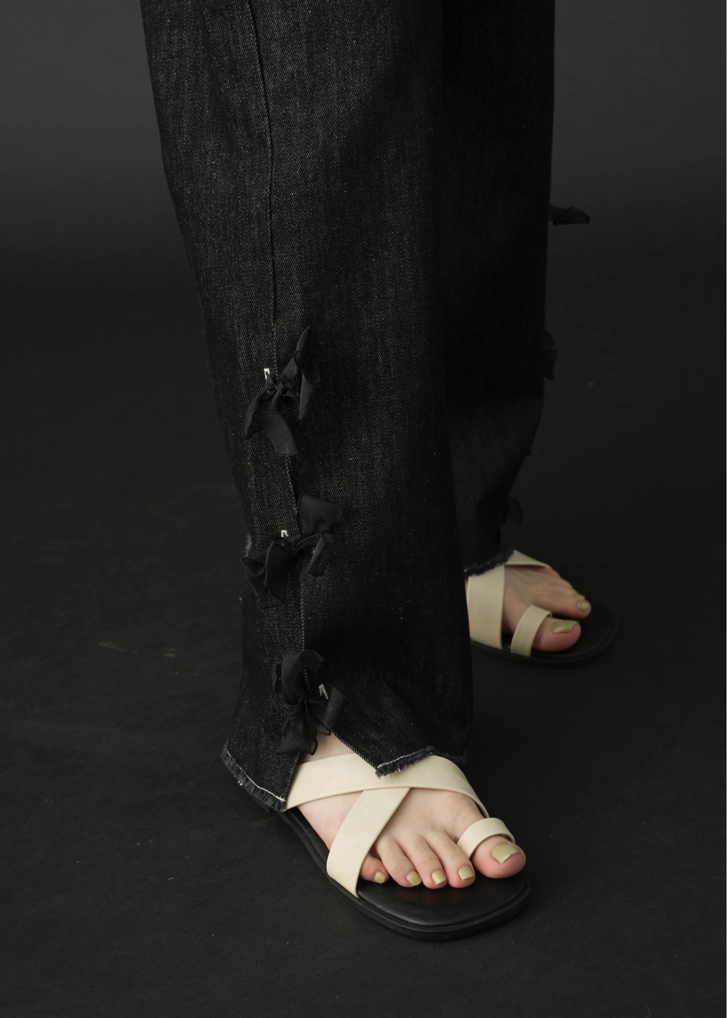 side organdy ribbon asymmetry belt denim PT