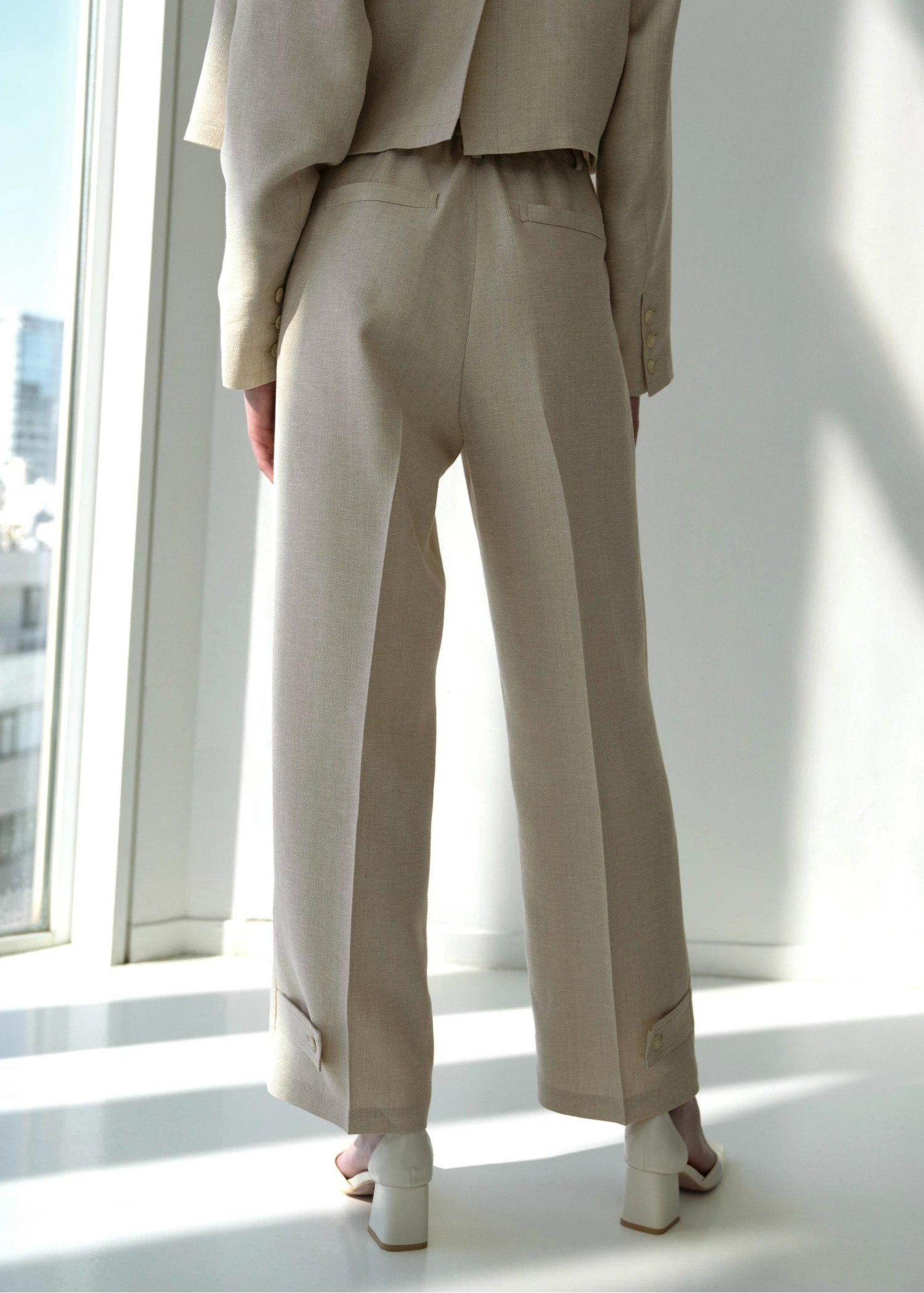 lame linen twill 2tuck hem belt PT