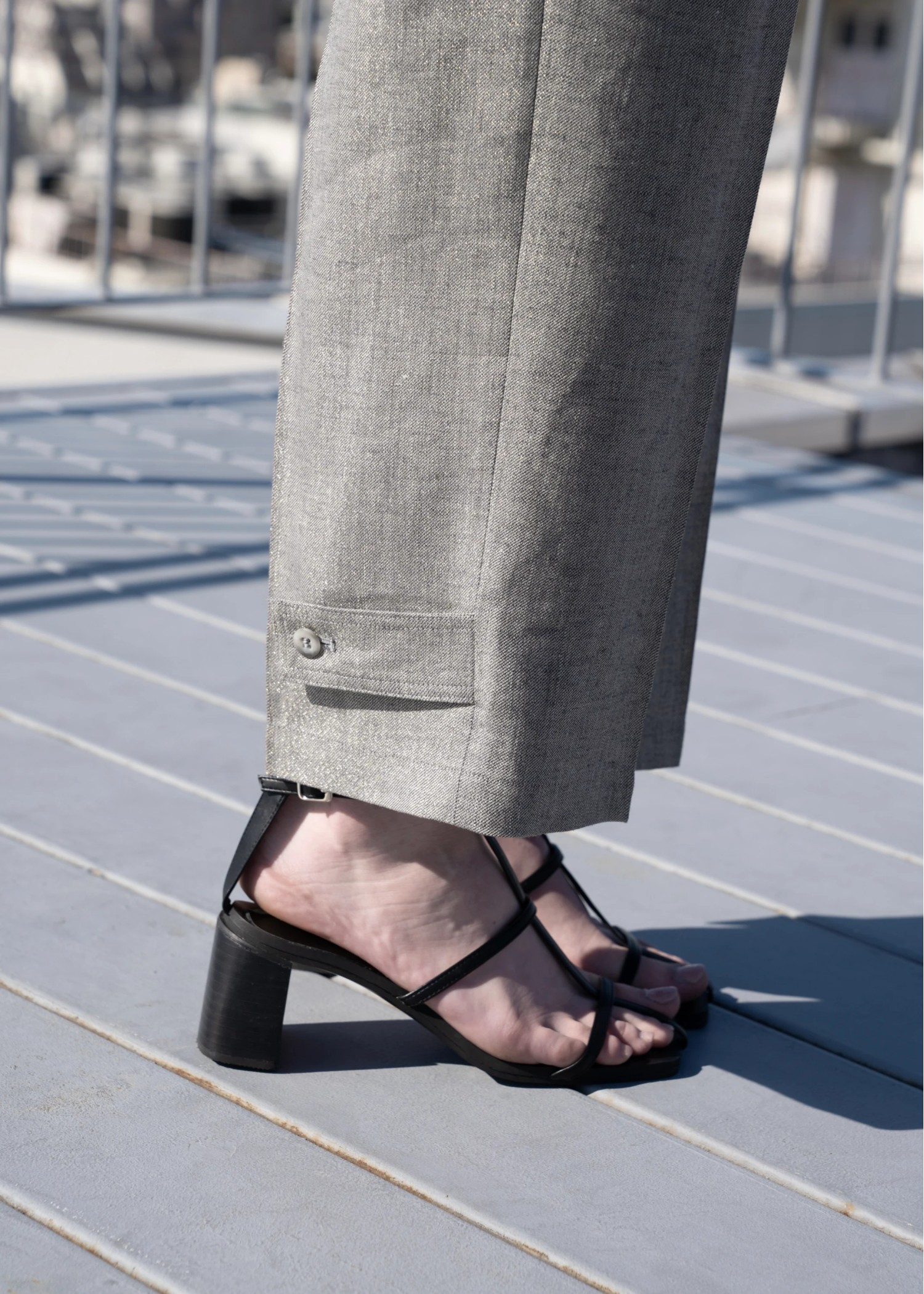 lame linen twill 2tuck hem belt PT