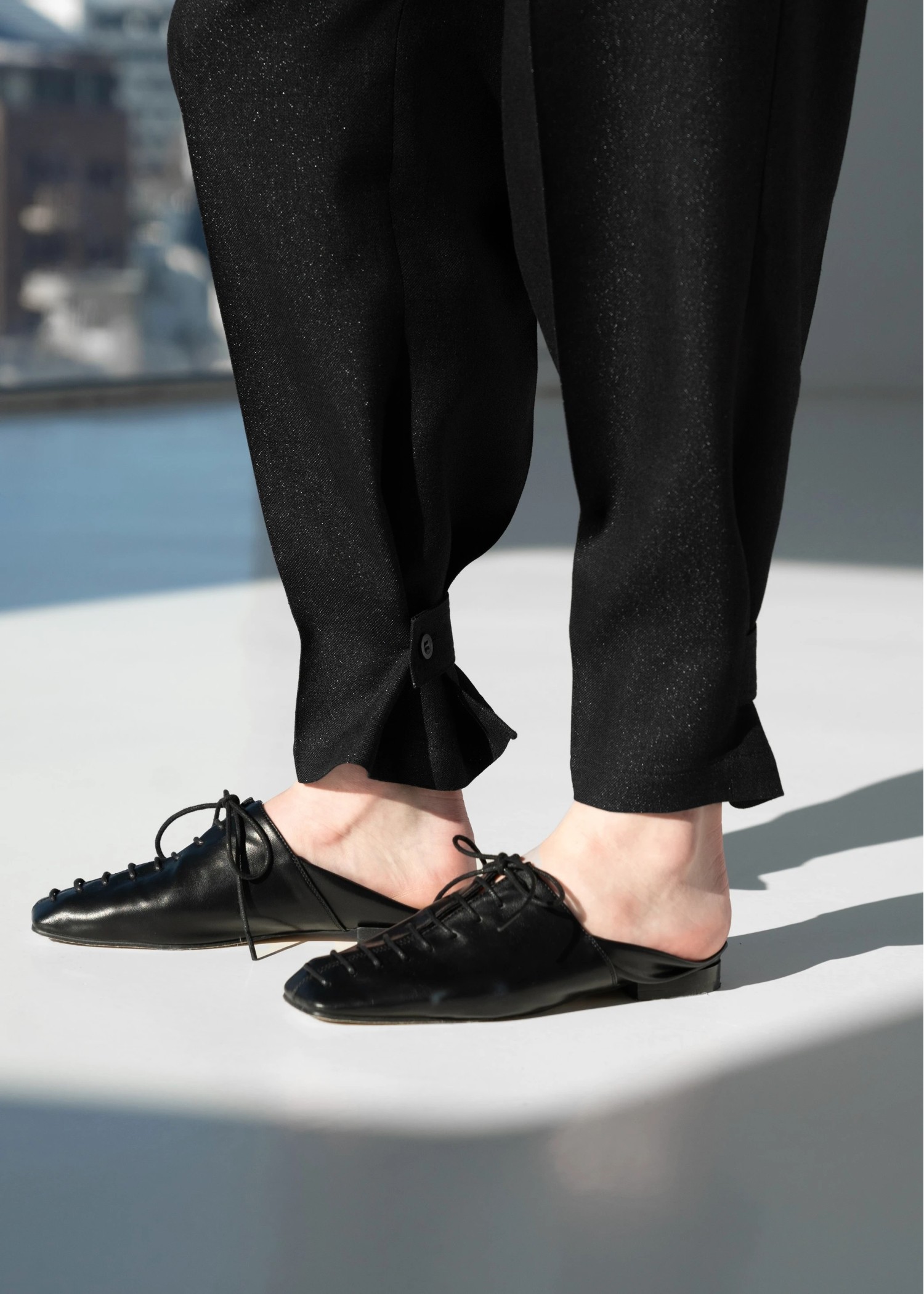 lame linen twill 2tuck hem belt PT