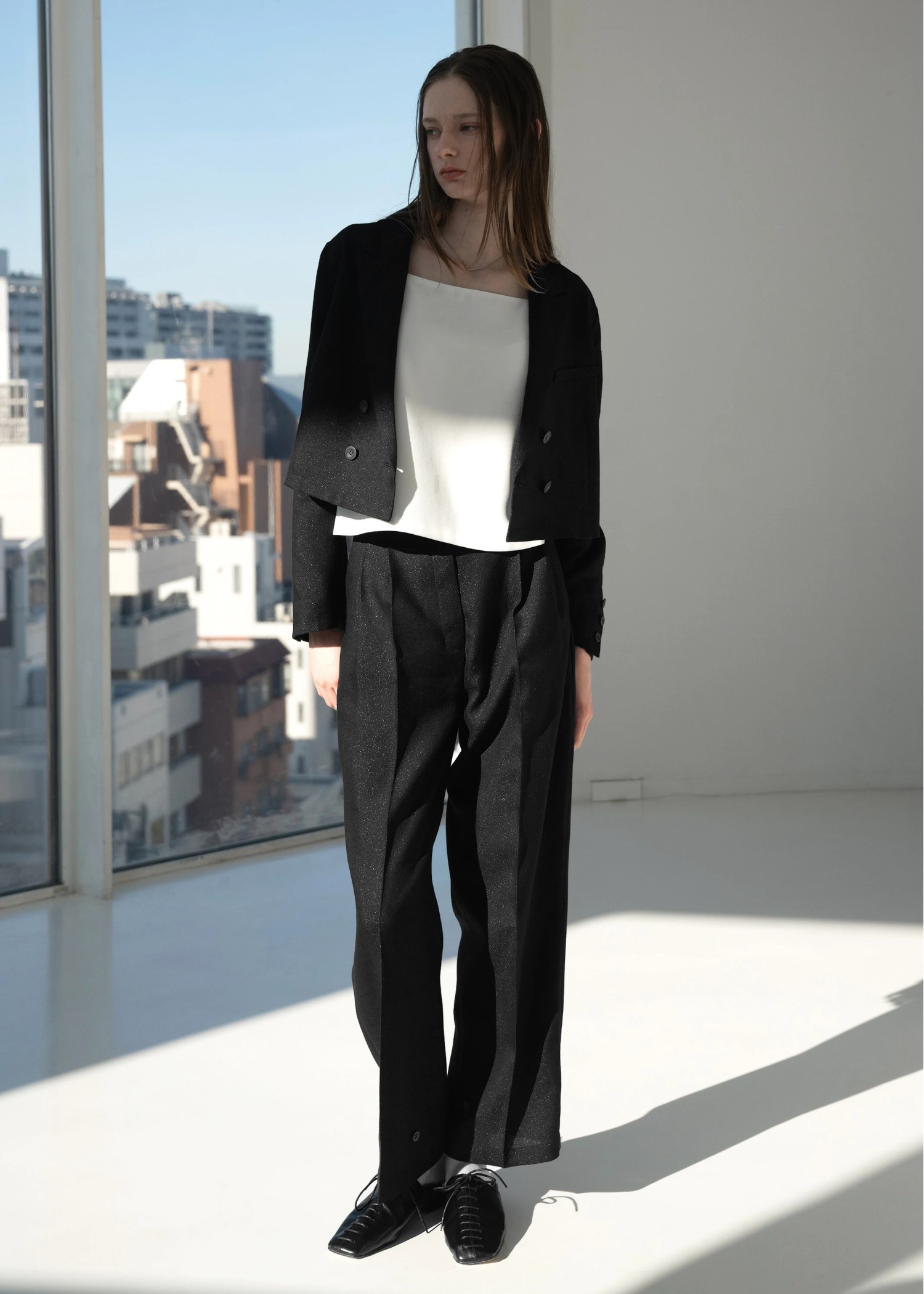 lame linen twill 2tuck hem belt PT