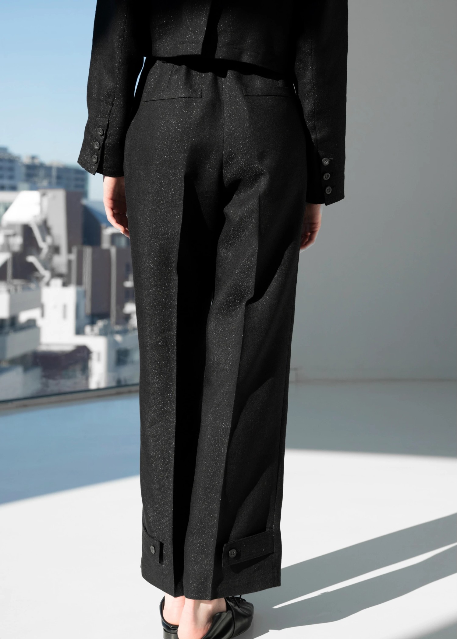 lame linen twill 2tuck hem belt PT