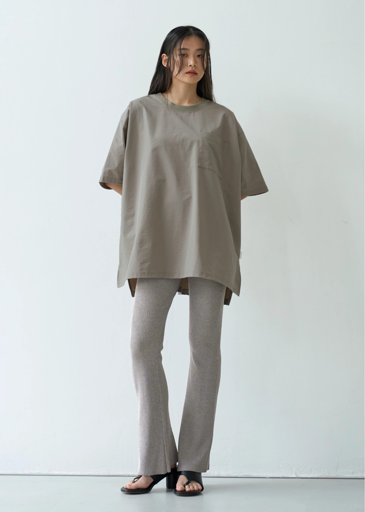 back center slit rib knit PT