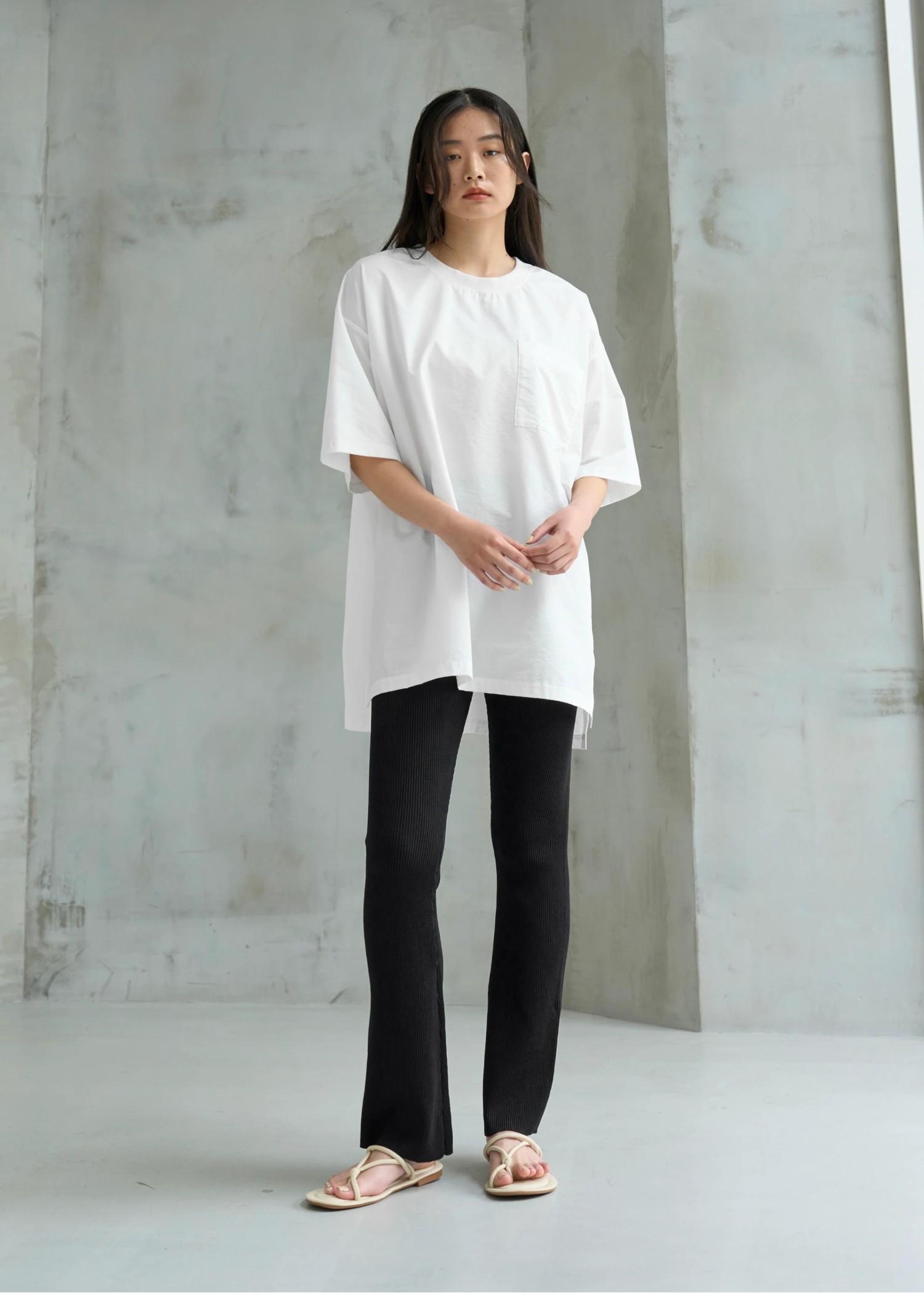 back center slit rib knit PT