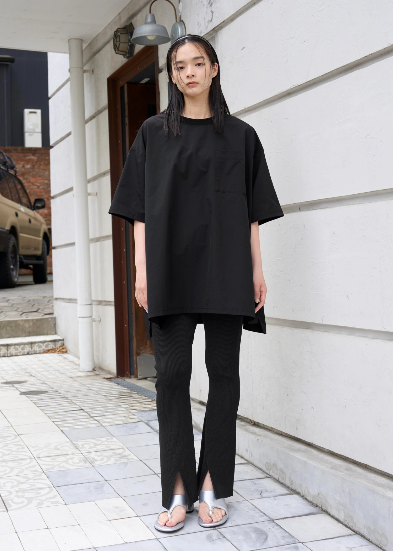 back center slit rib knit PT