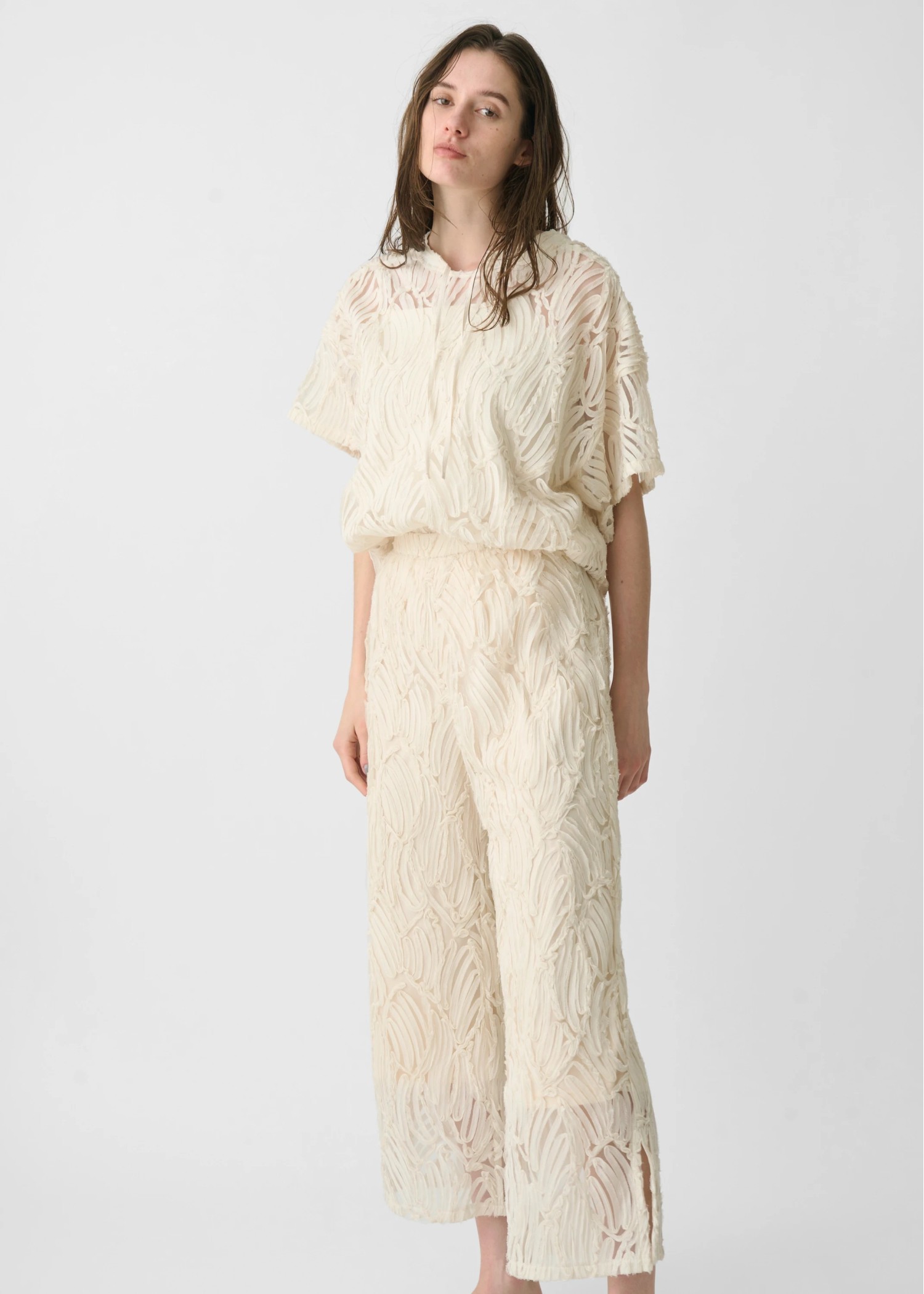 relax chiffon tape embroidery slit PT