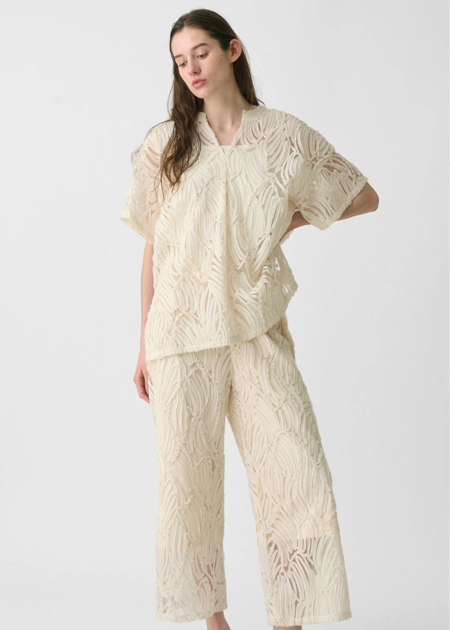 relax chiffon tape embroidery slit PT