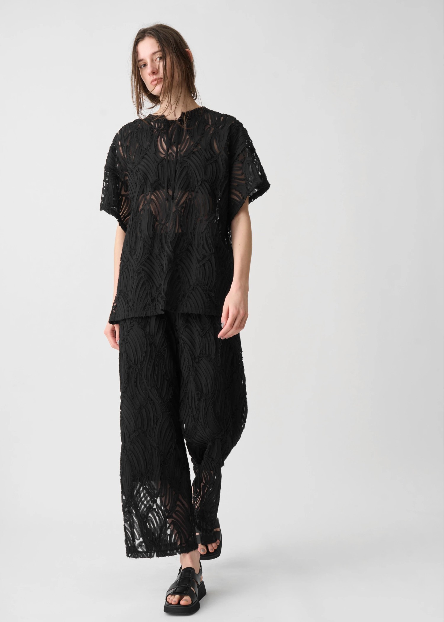 relax chiffon tape embroidery slit PT