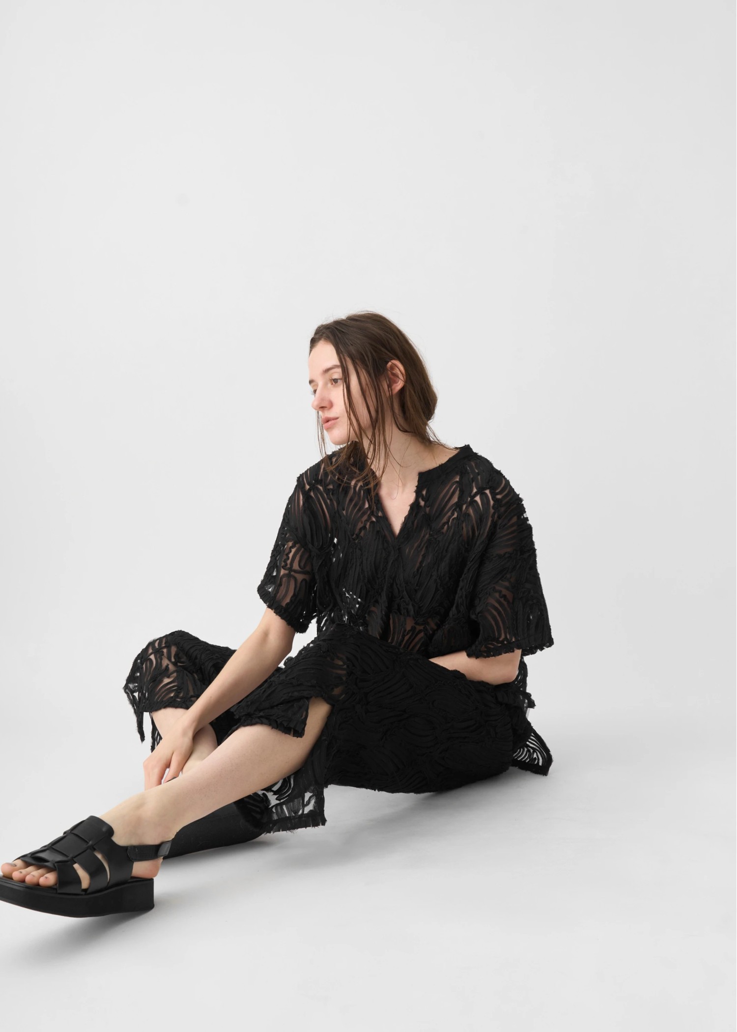 relax chiffon tape embroidery slit PT