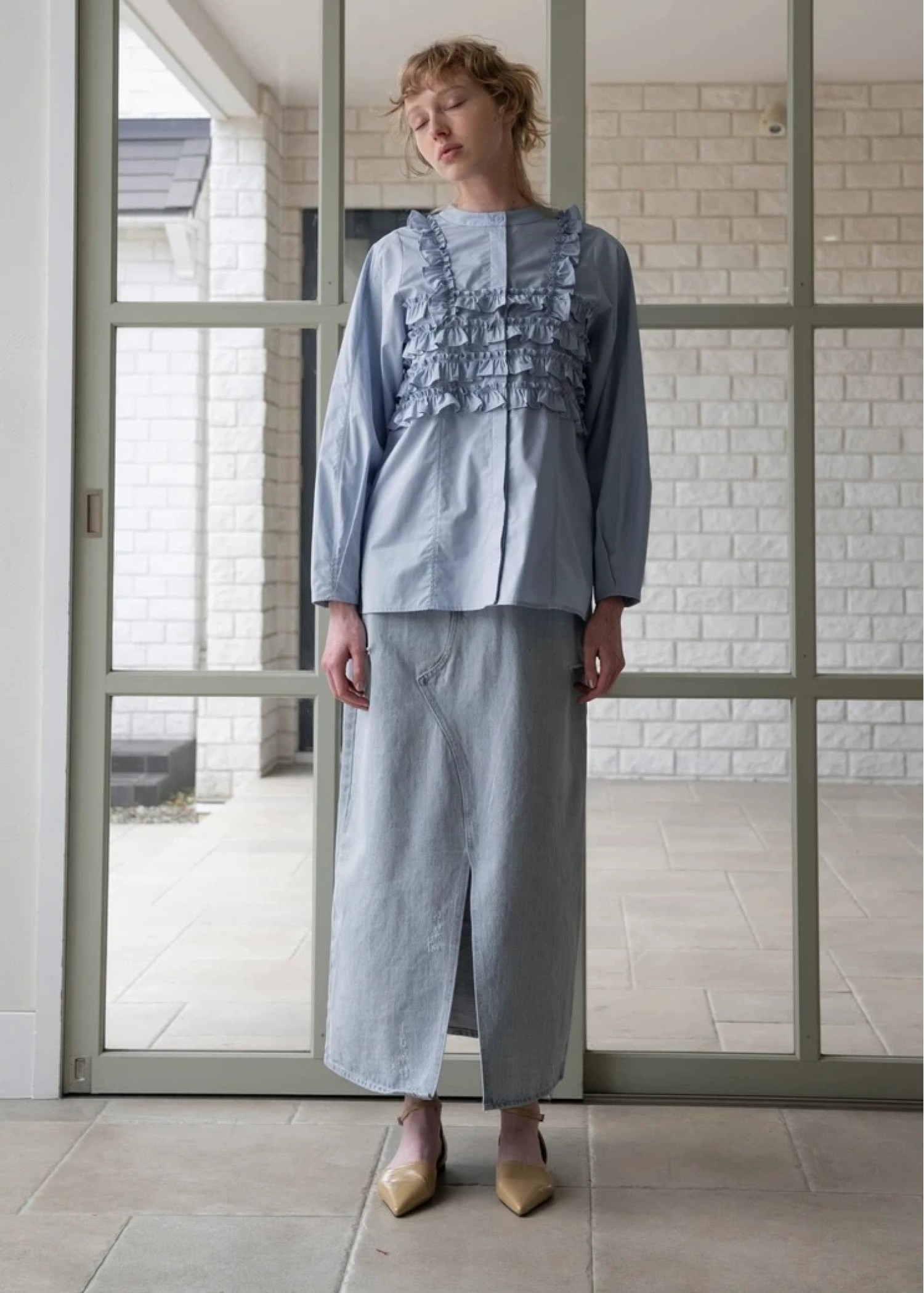 back bi color patchwork remake denim SK