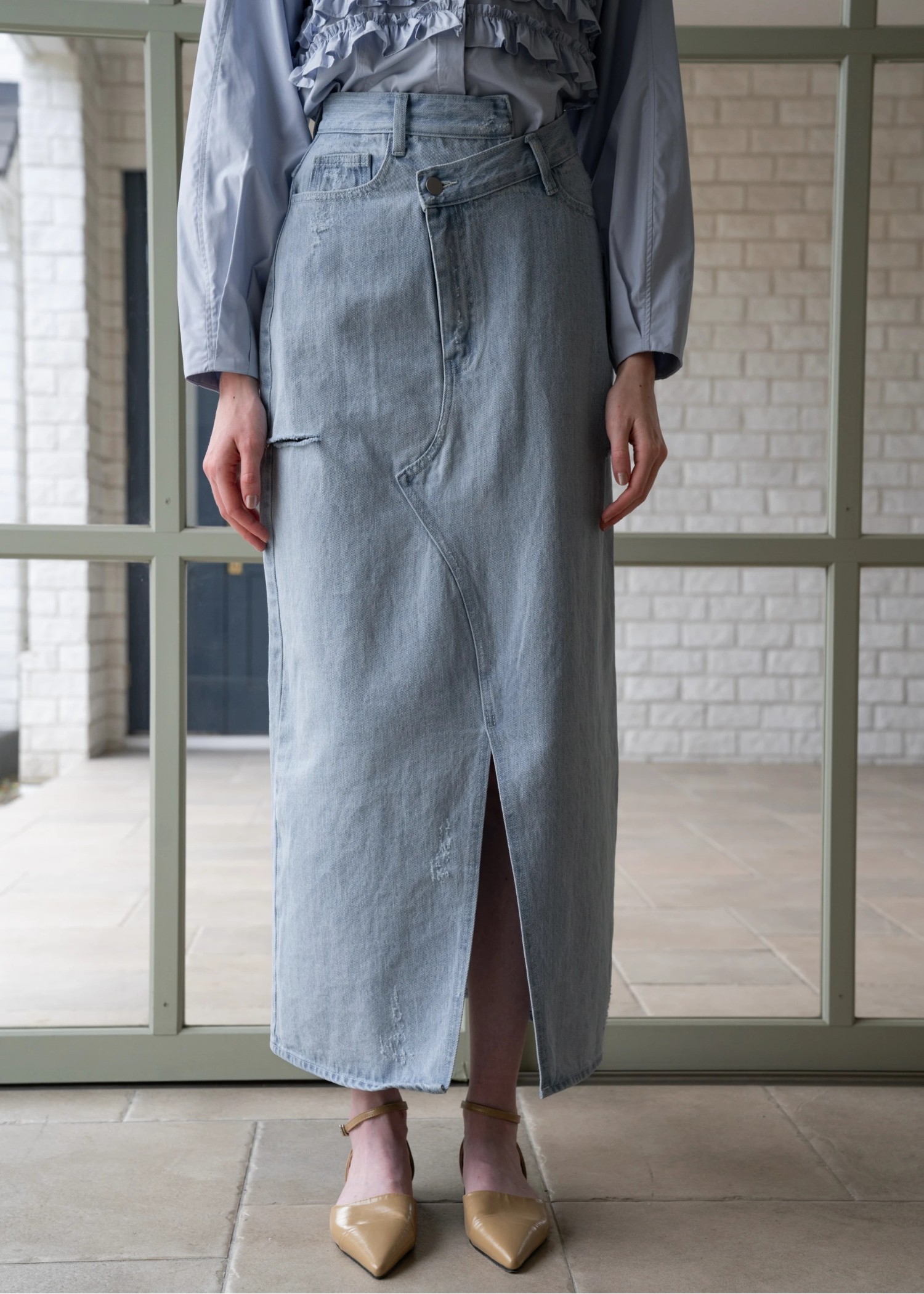 back bi color patchwork remake denim SK