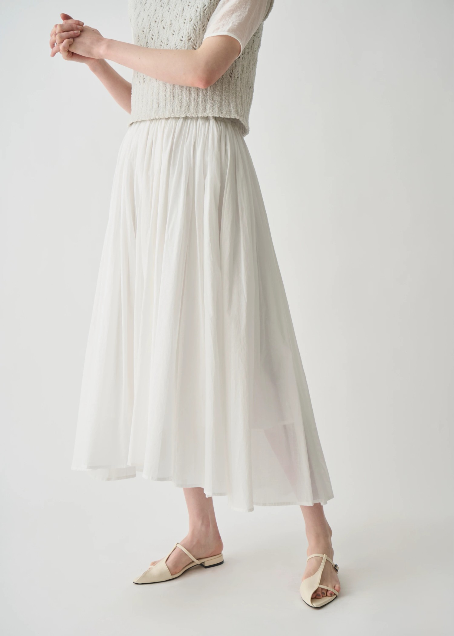 waist rubber tuck irregular hem flare SK