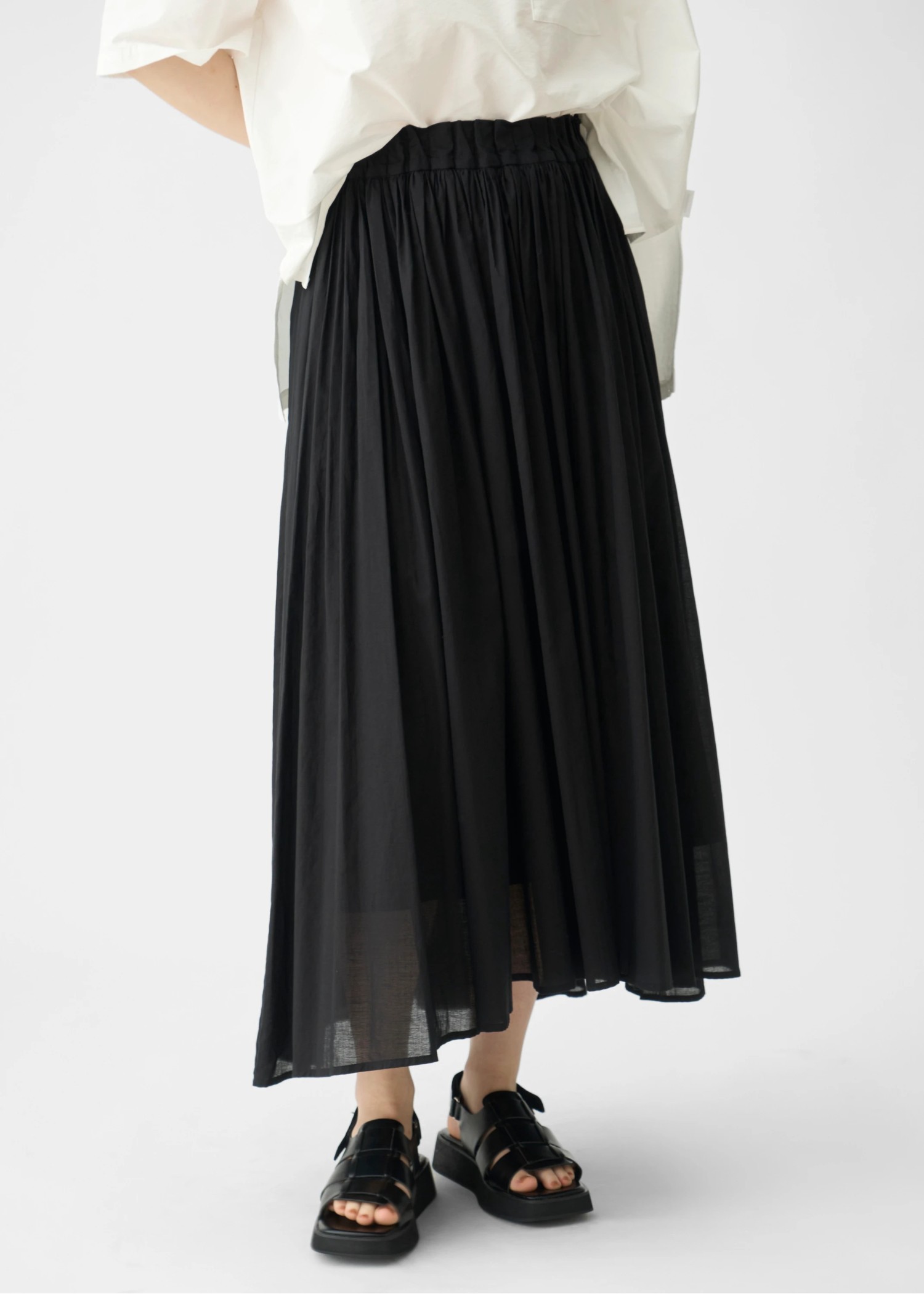 waist rubber tuck irregular hem flare SK