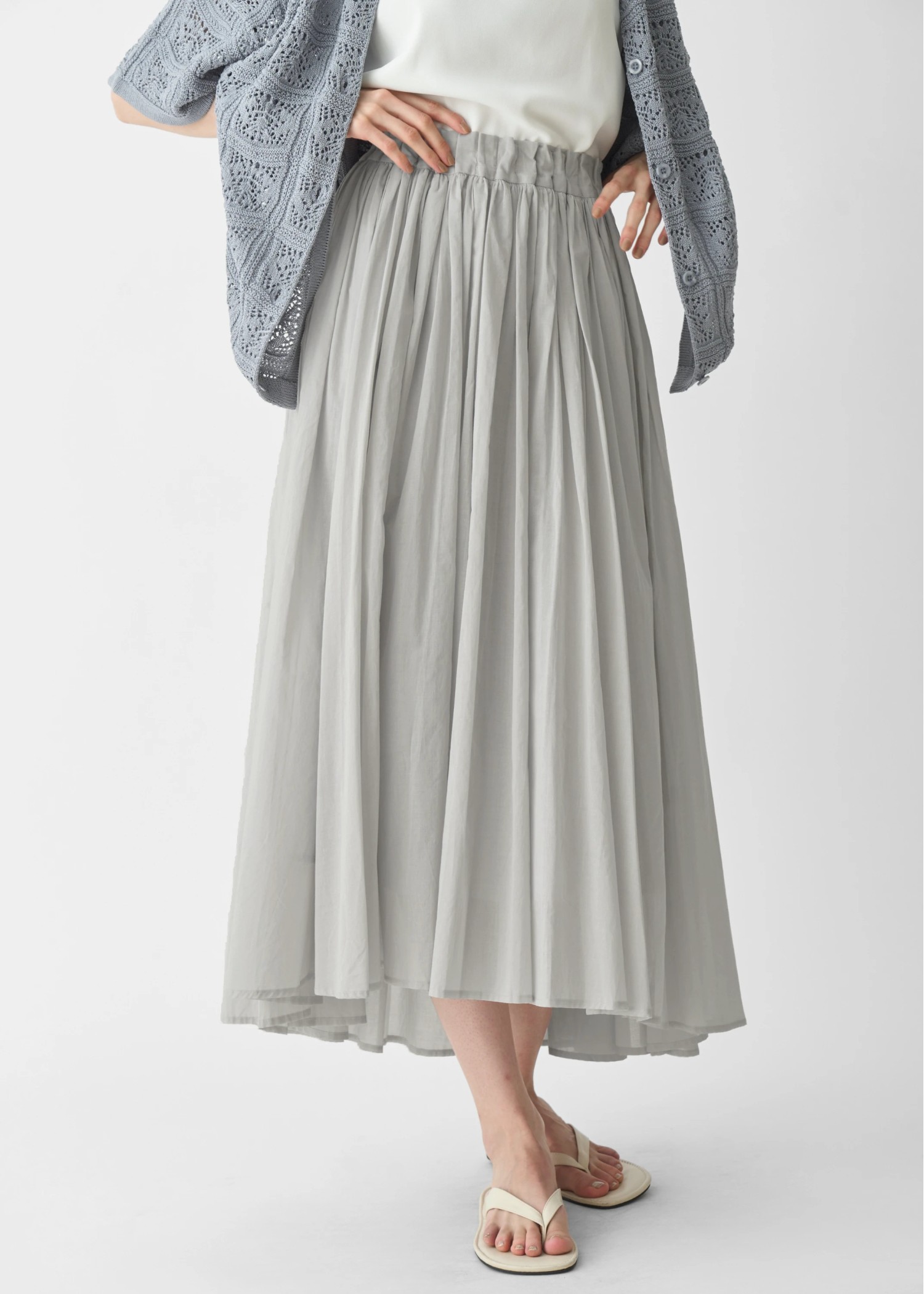 waist rubber tuck irregular hem flare SK