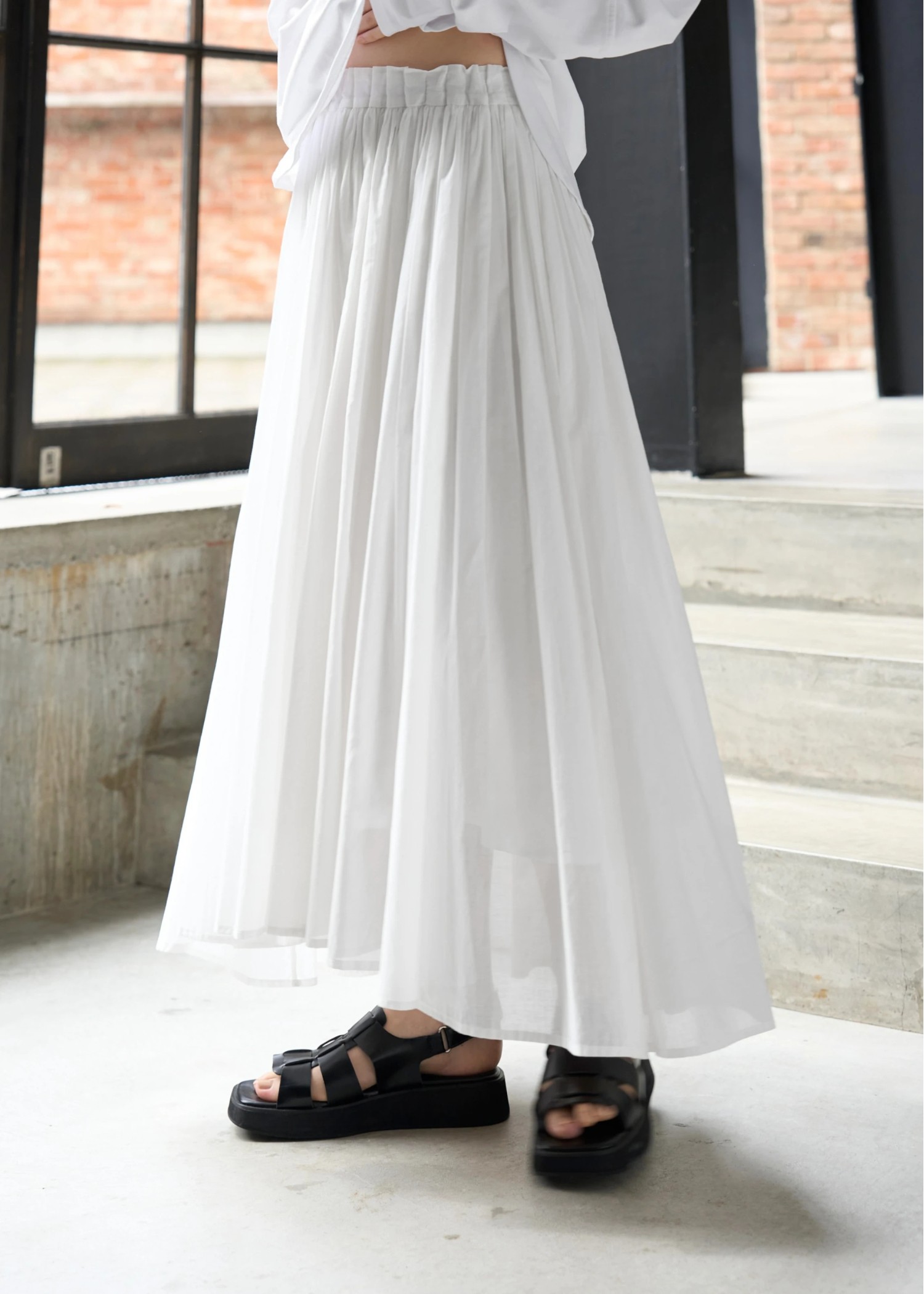 waist rubber tuck irregular hem flare SK