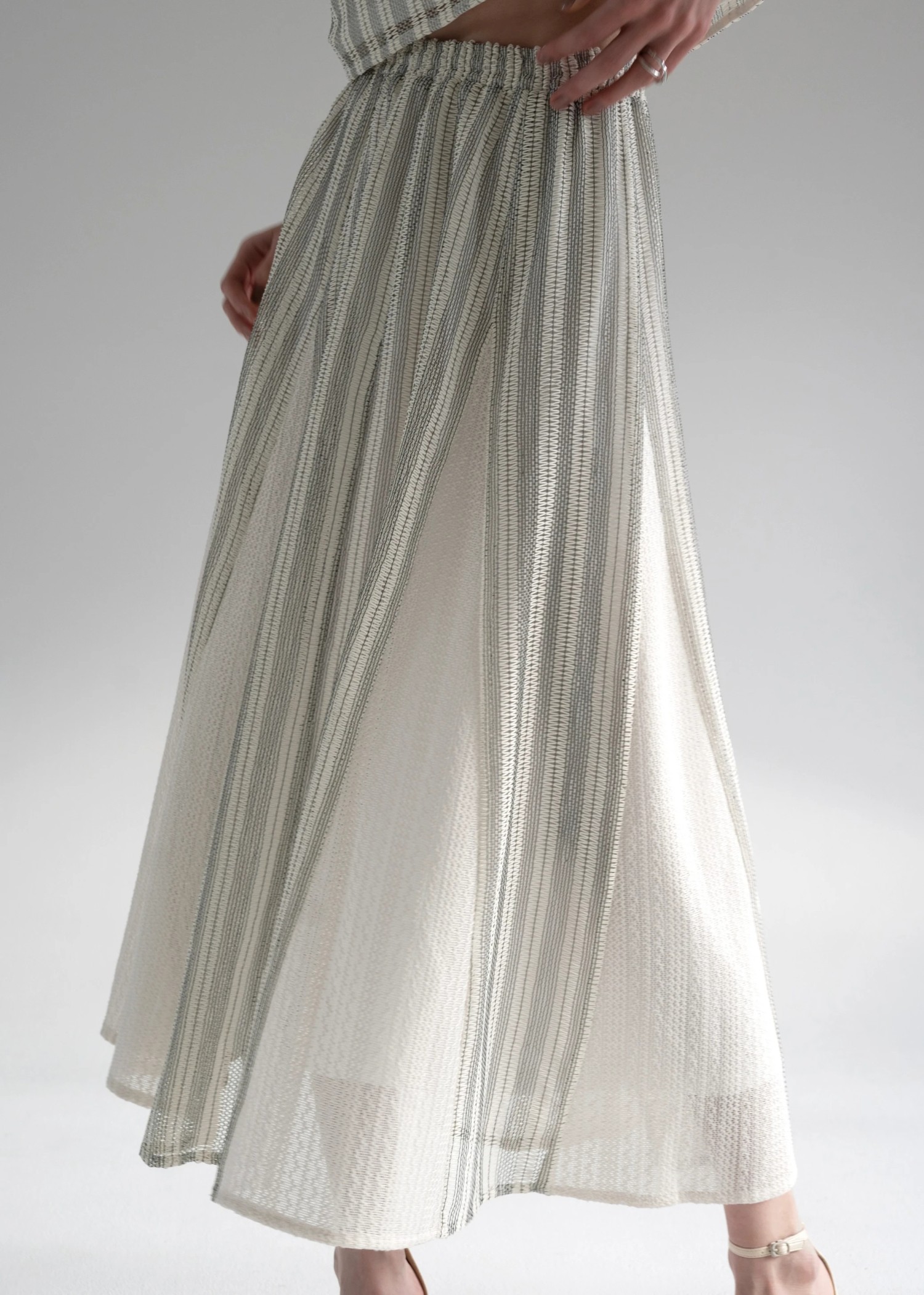 multi stripe lace panel flare SK