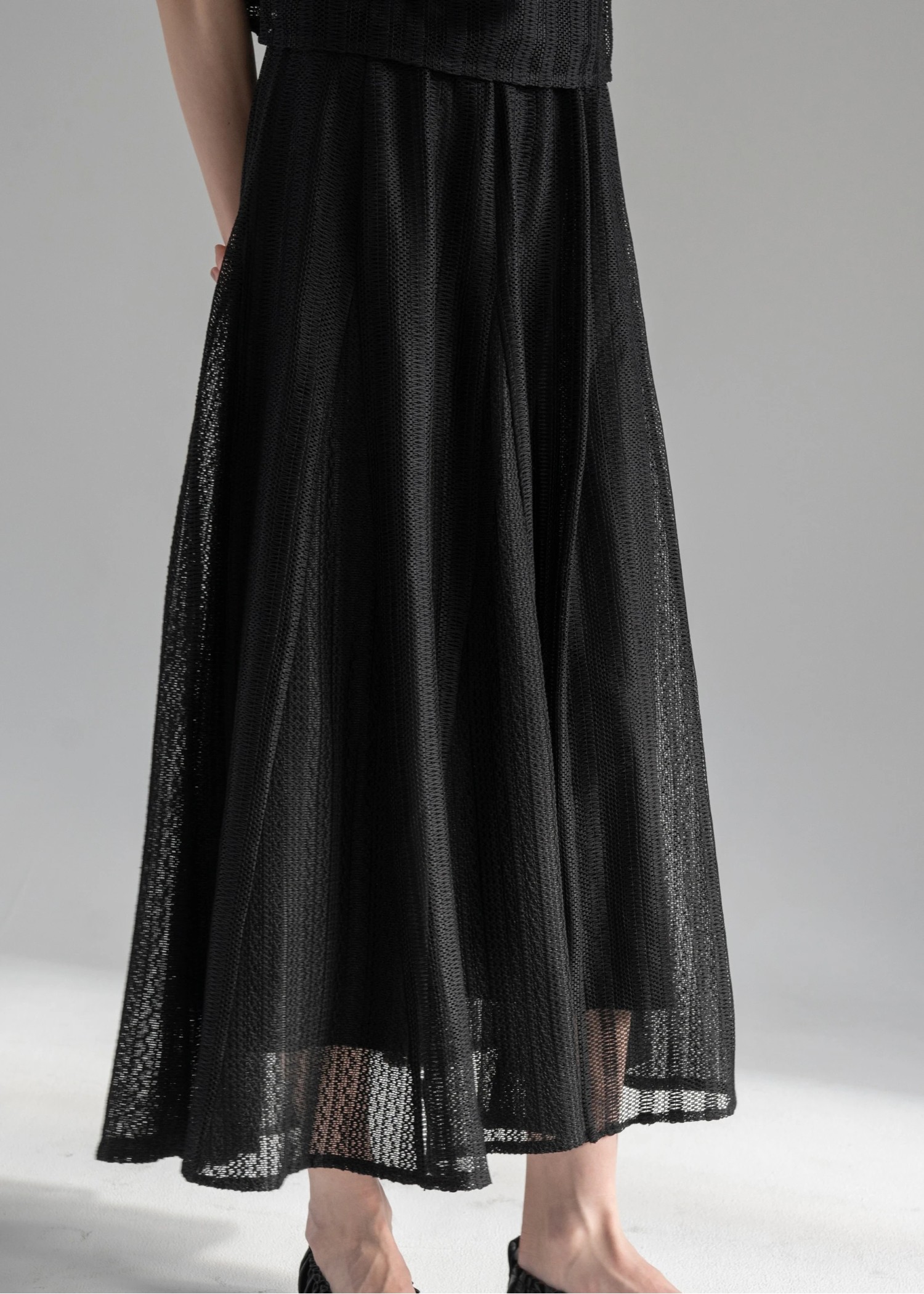 multi stripe lace panel flare SK