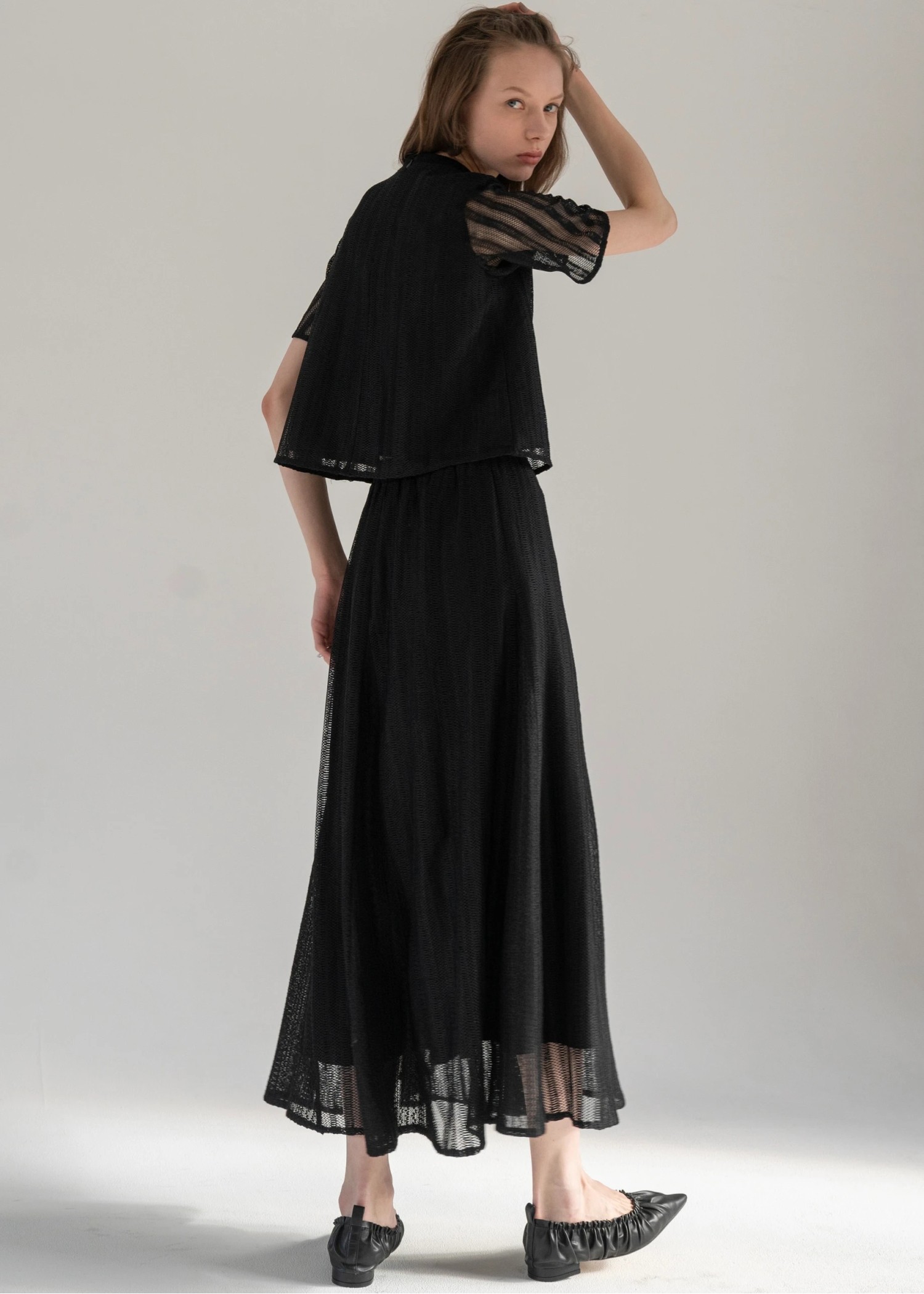 multi stripe lace panel flare SK