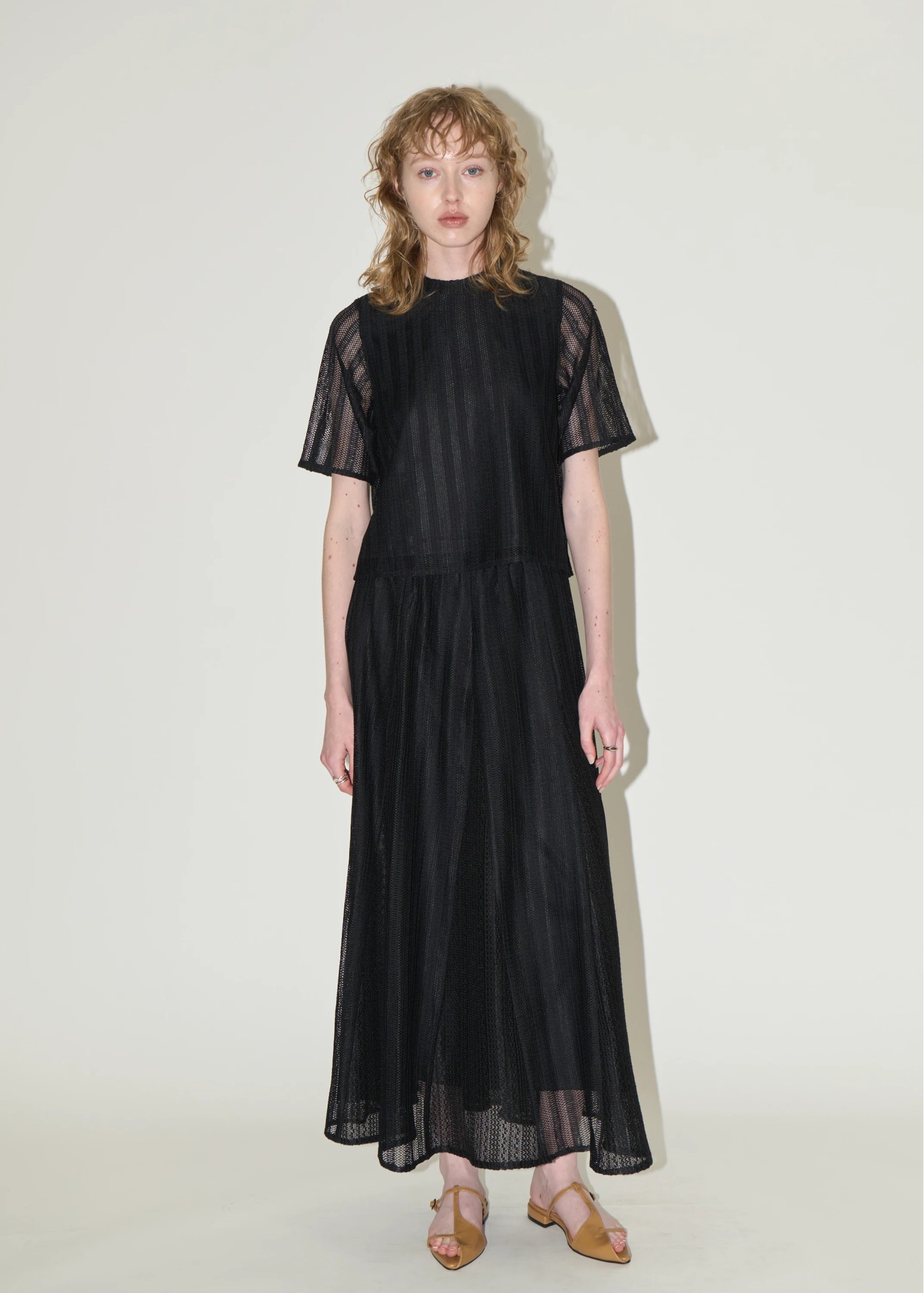 multi stripe lace panel flare SK