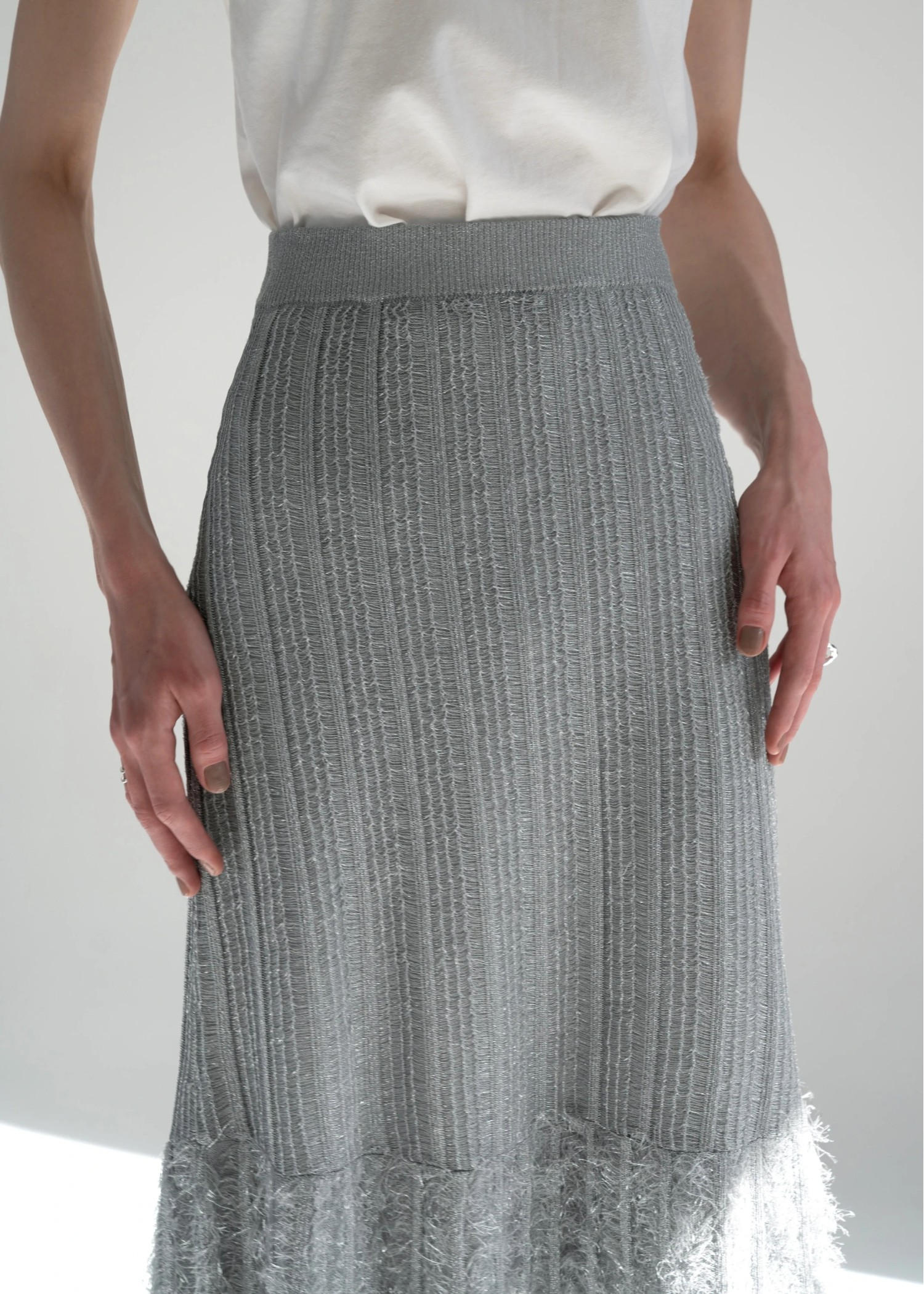 lame fringe switching knit SK