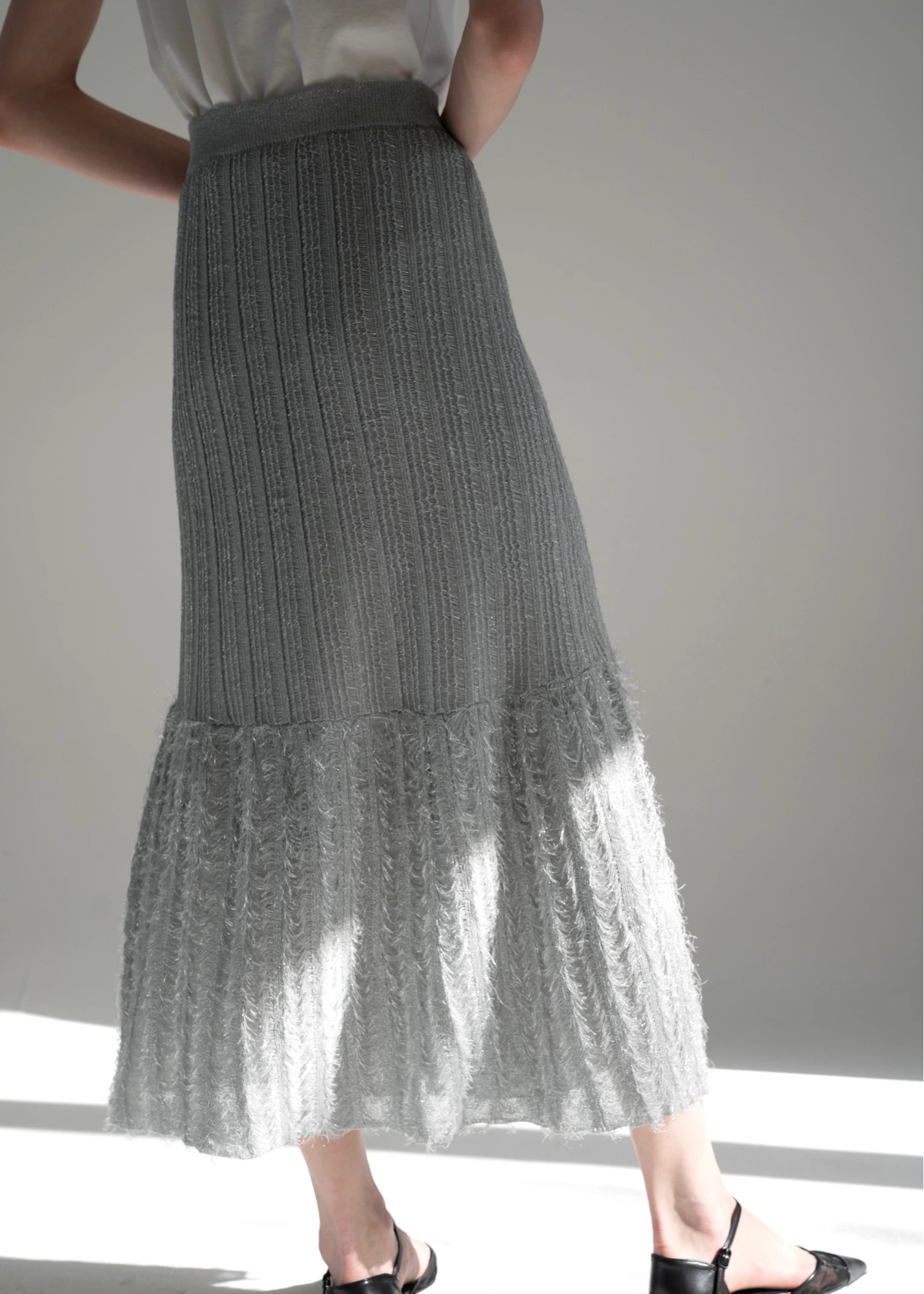 lame fringe switching knit SK