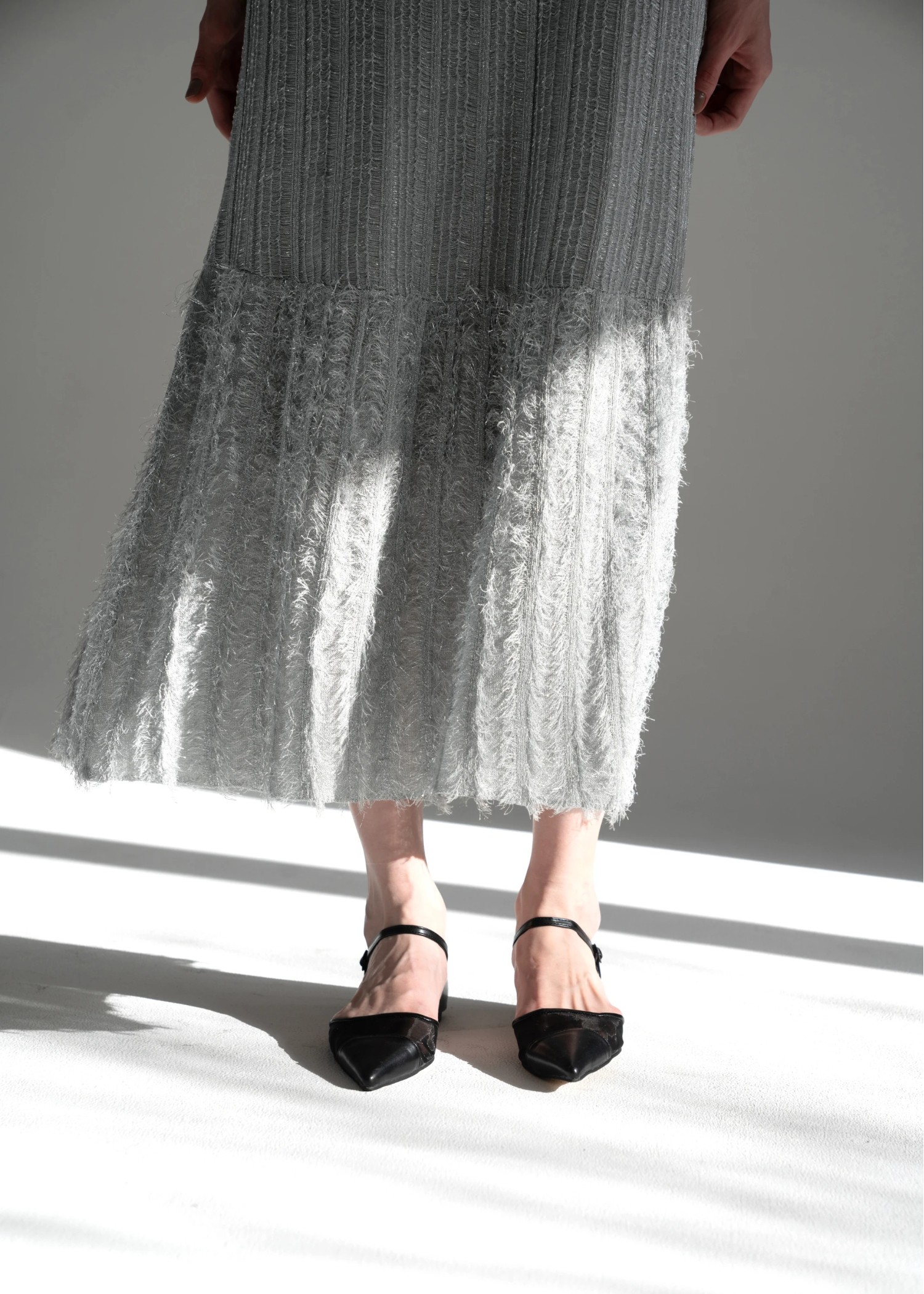 lame fringe switching knit SK