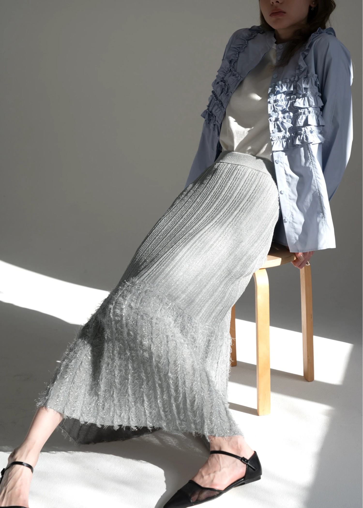 lame fringe switching knit SK