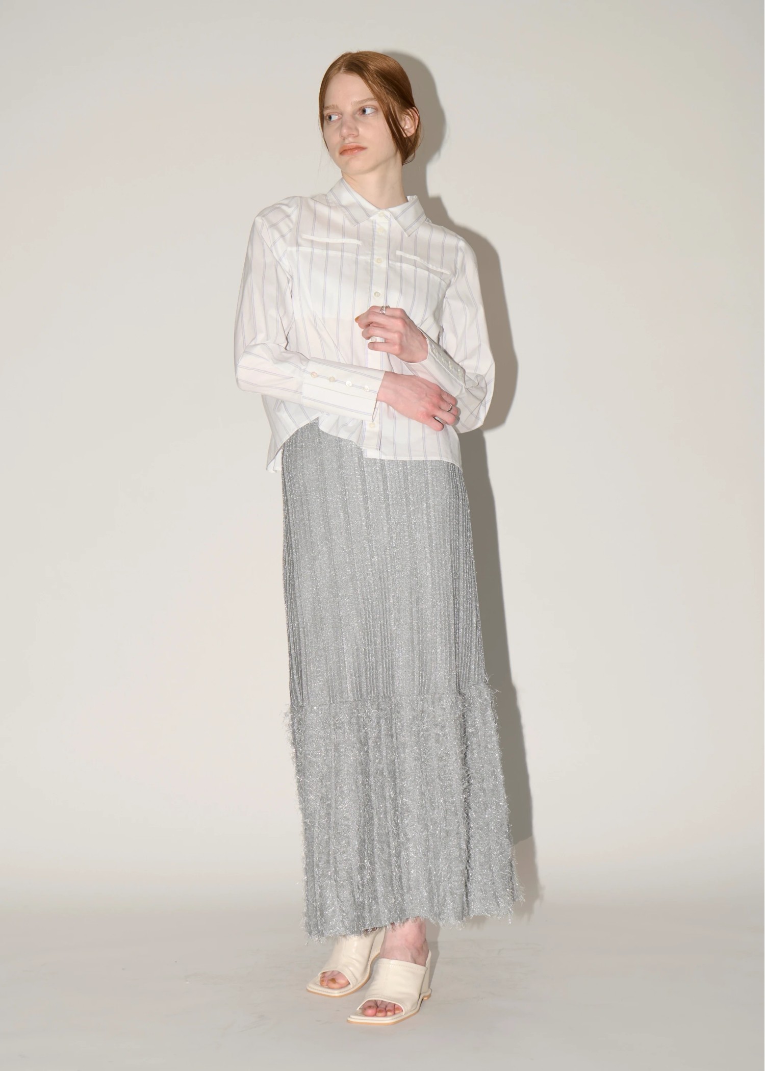 lame fringe switching knit SK