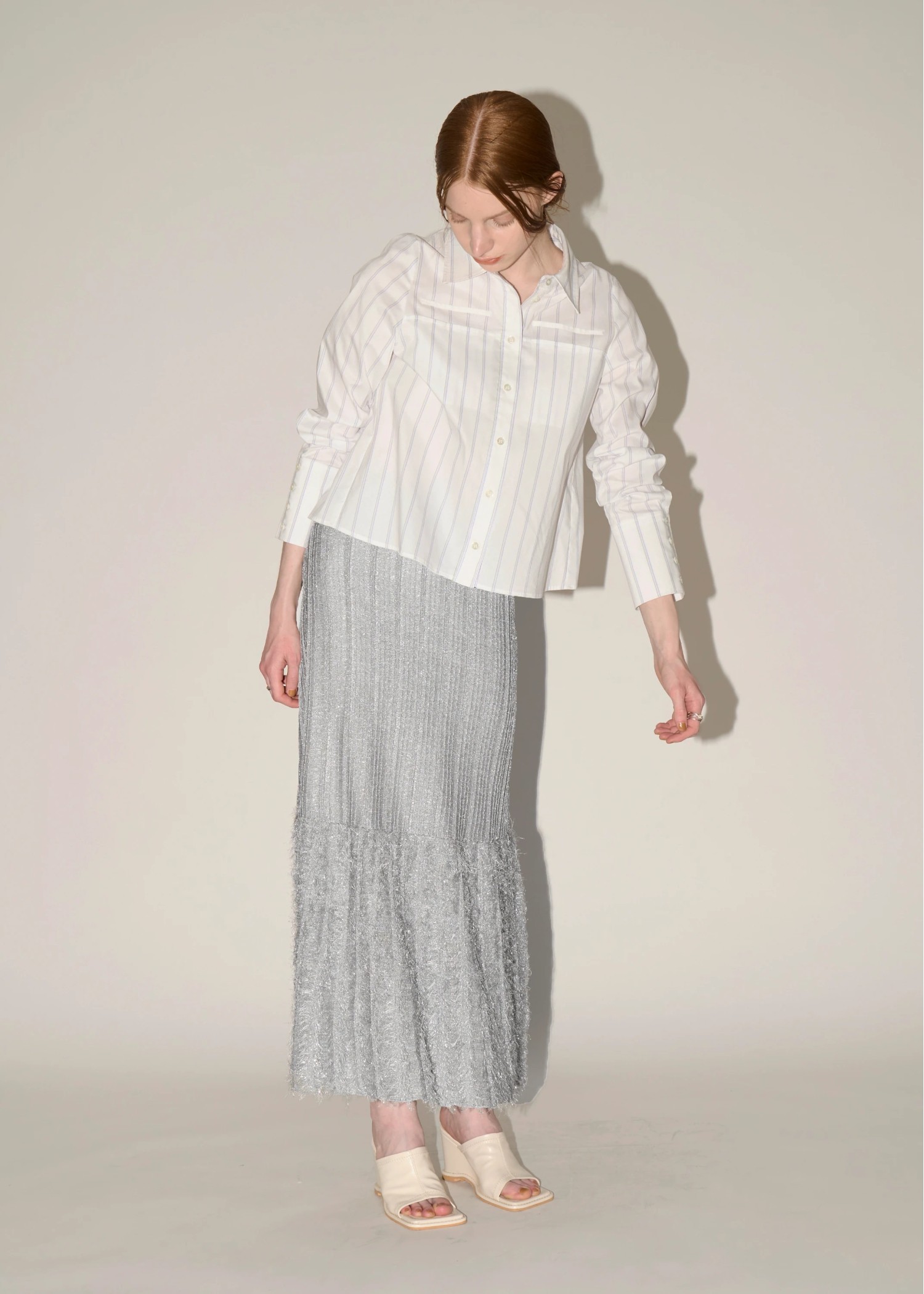 lame fringe switching knit SK