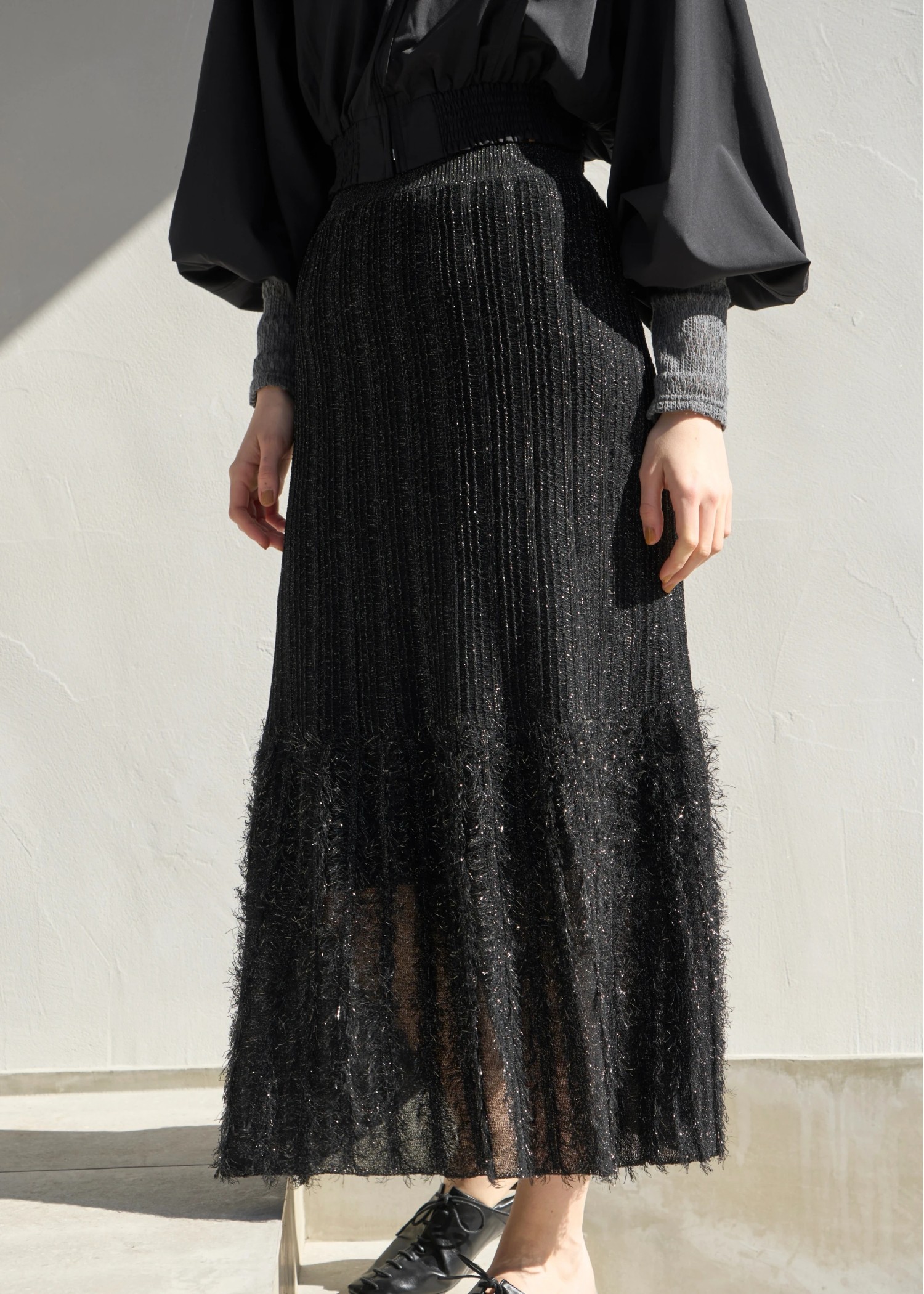 lame fringe switching knit SK